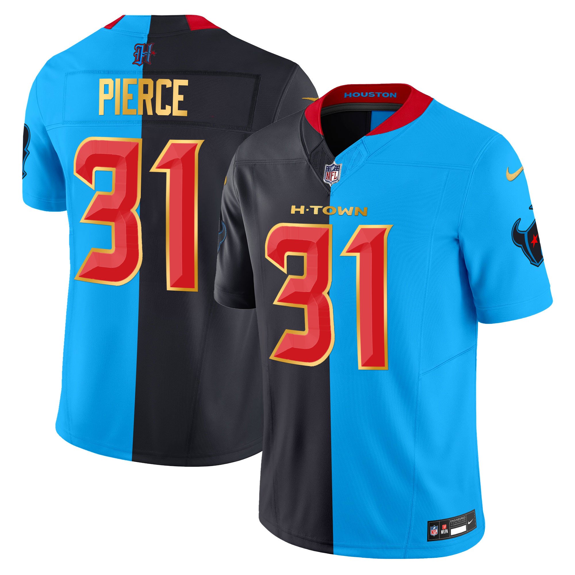 Men's Dameon Pierce Houston Texans 2024 Gold Trim Vapor Limited Split Jersey - All Stitched