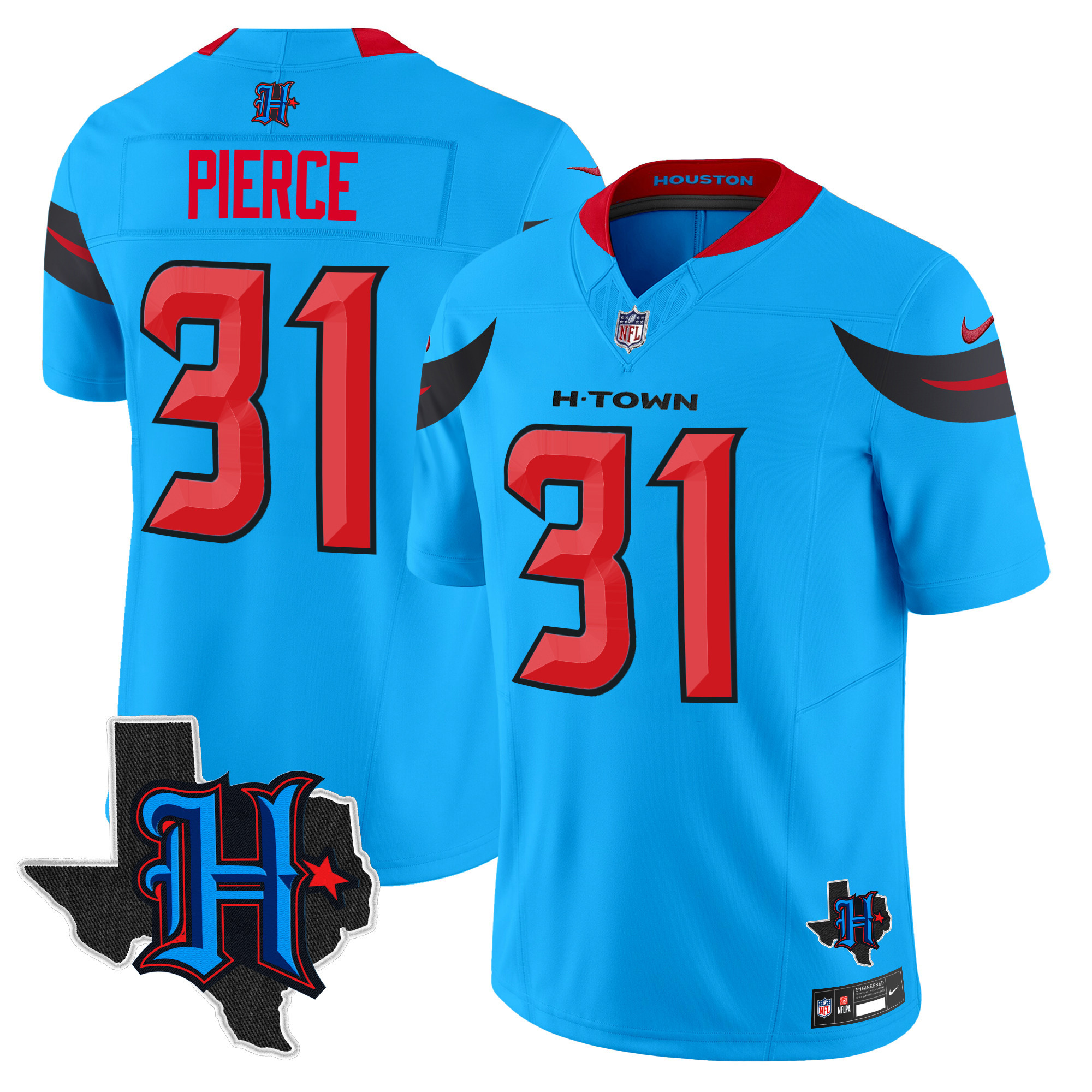 Men's Dameon Pierce Houston Texans 2024 Texas Patch Vapor Limited Blue Jersey V3 - All Stitched