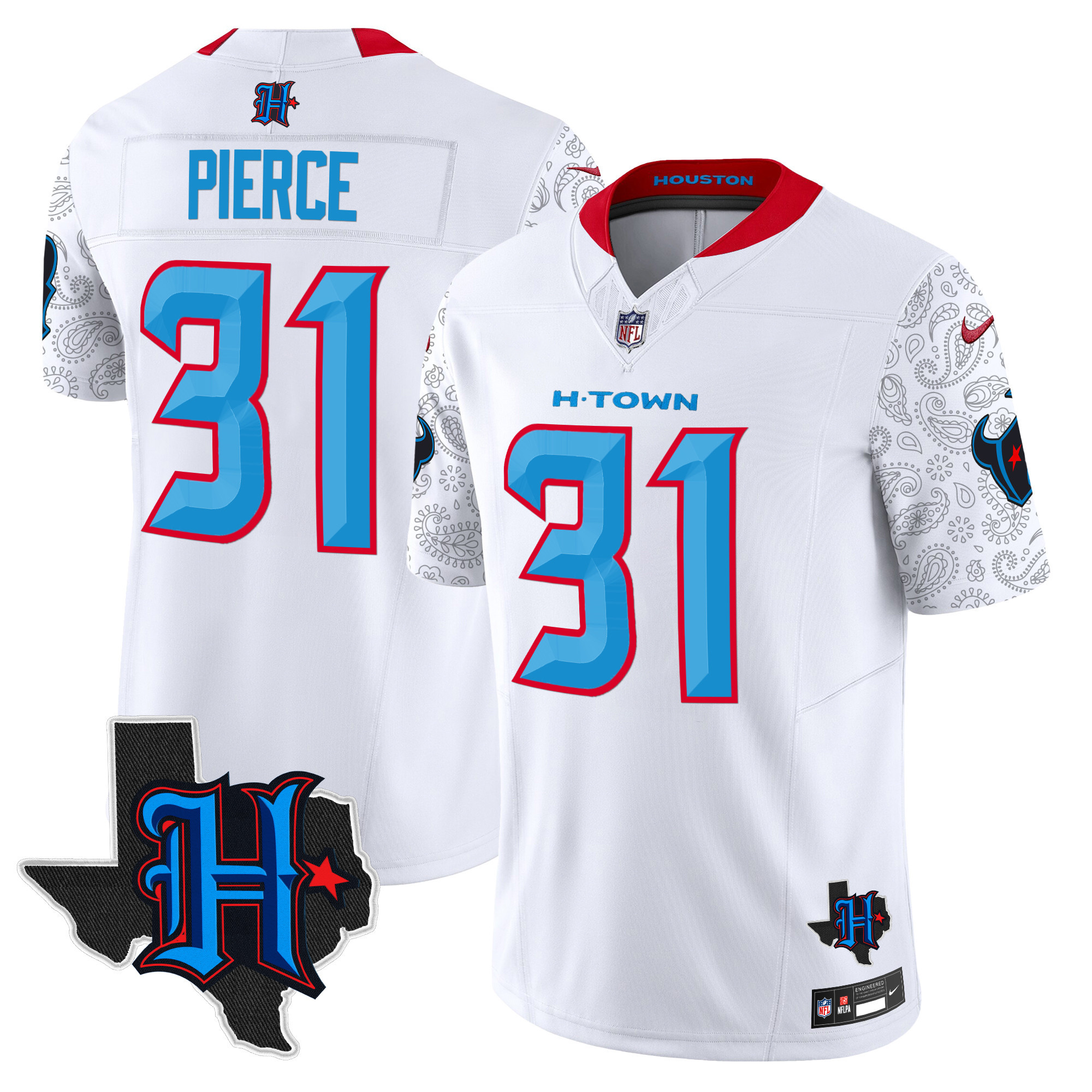 Men's Dameon Pierce Houston Texans 2024 Texas Patch Vapor Limited White Jersey V4 - All Stitched