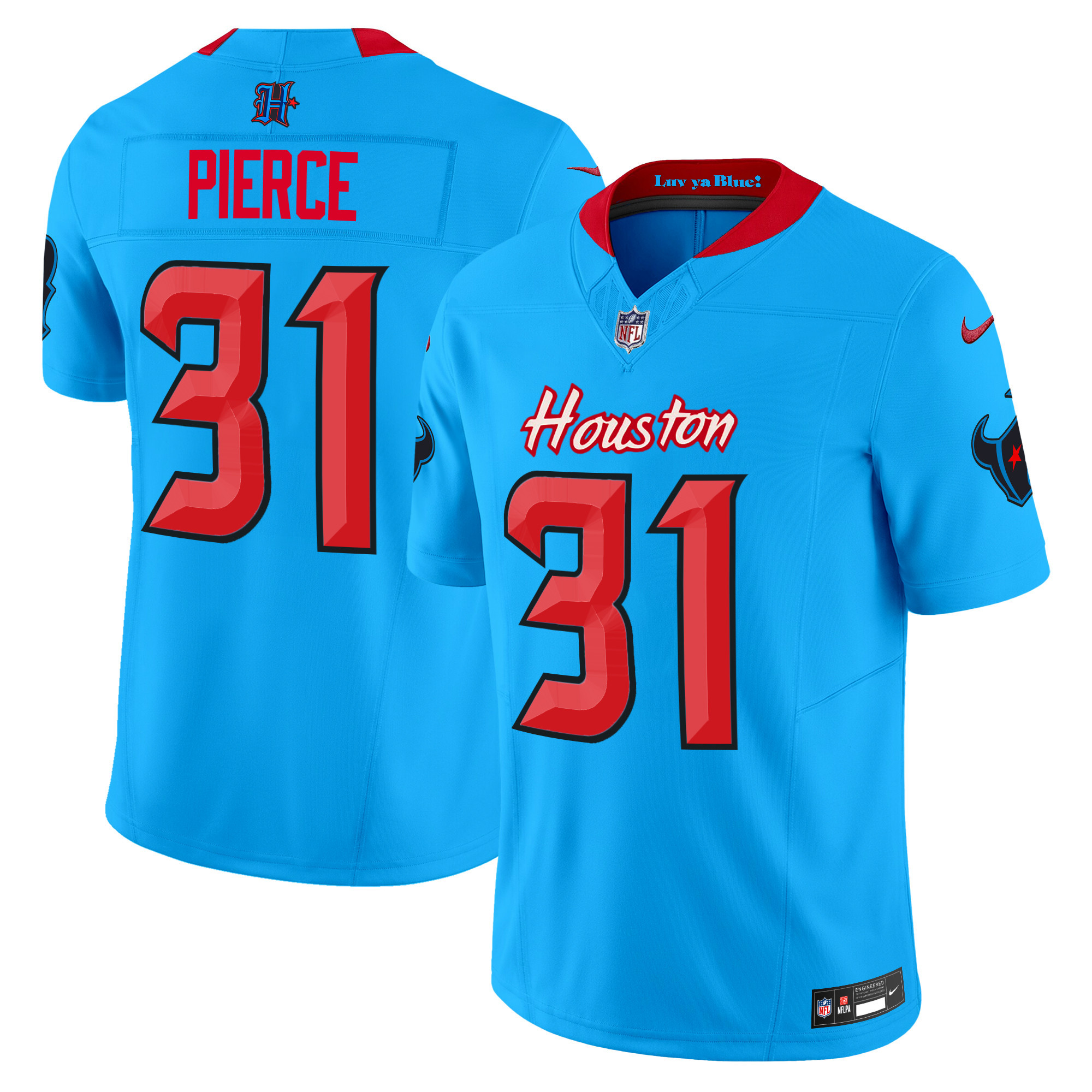 Men's Dameon Pierce Houston Texans 2024 Vapor Limited Blue Jersey V4 - All Stitched