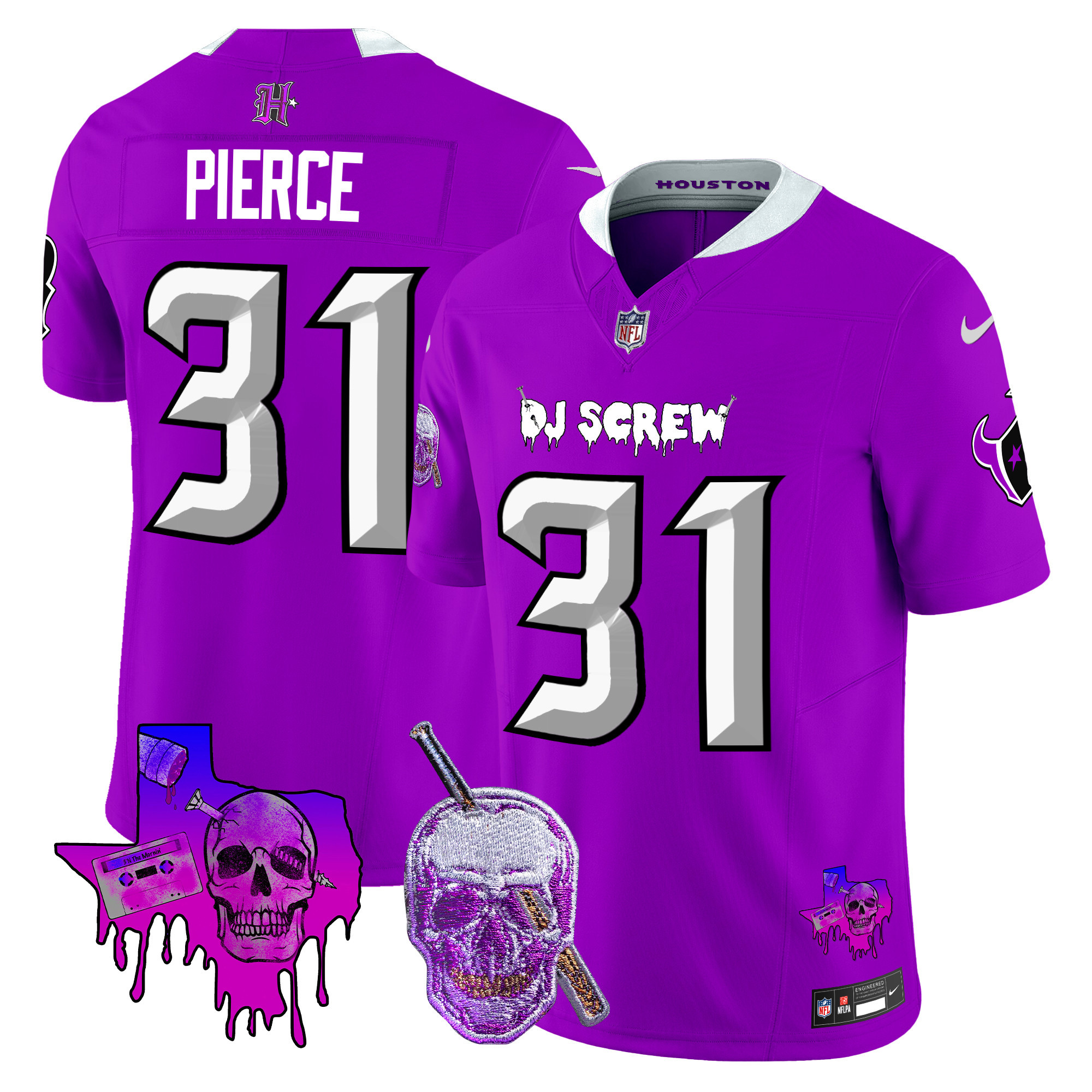 Men's Dameon Pierce Houston Texans DJ Screw Vapor Limited Purple Jersey - All Stitched