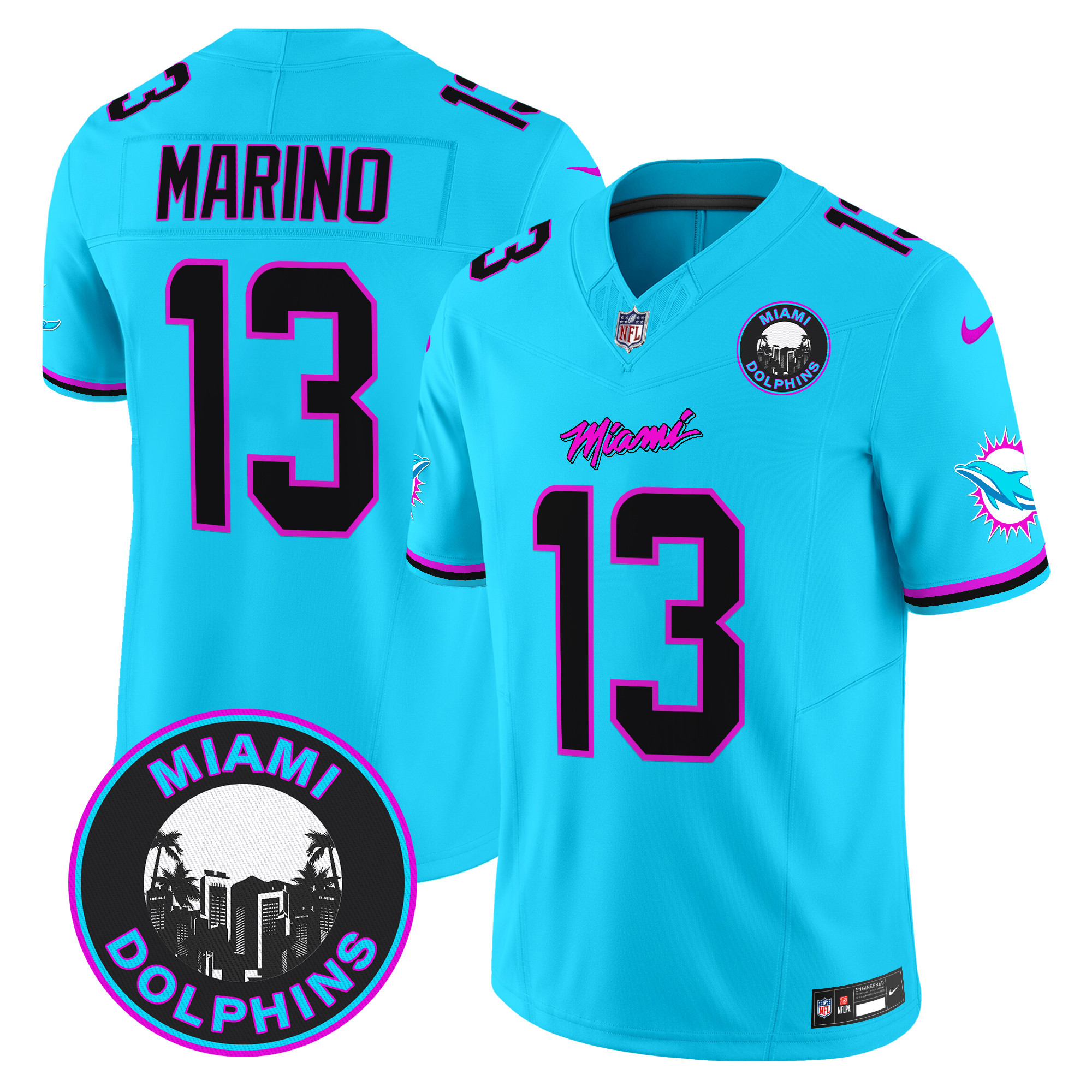 Men's Dan Marino Miami Dolphins "Miami Vice" Vapor Limited Aqua Jersey V3 - All Stitched
