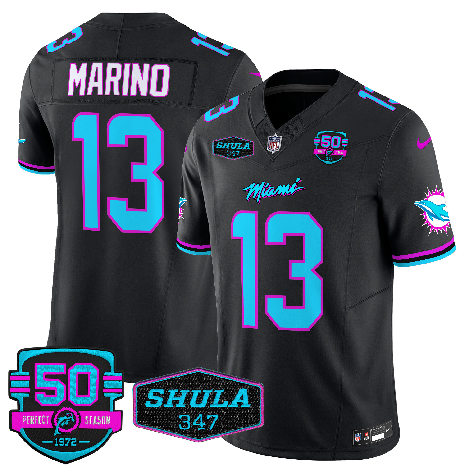 Men's Dan Marino Miami Dolphins "Miami Vice" Vapor Limited Black Jersey V4 - All Stitched