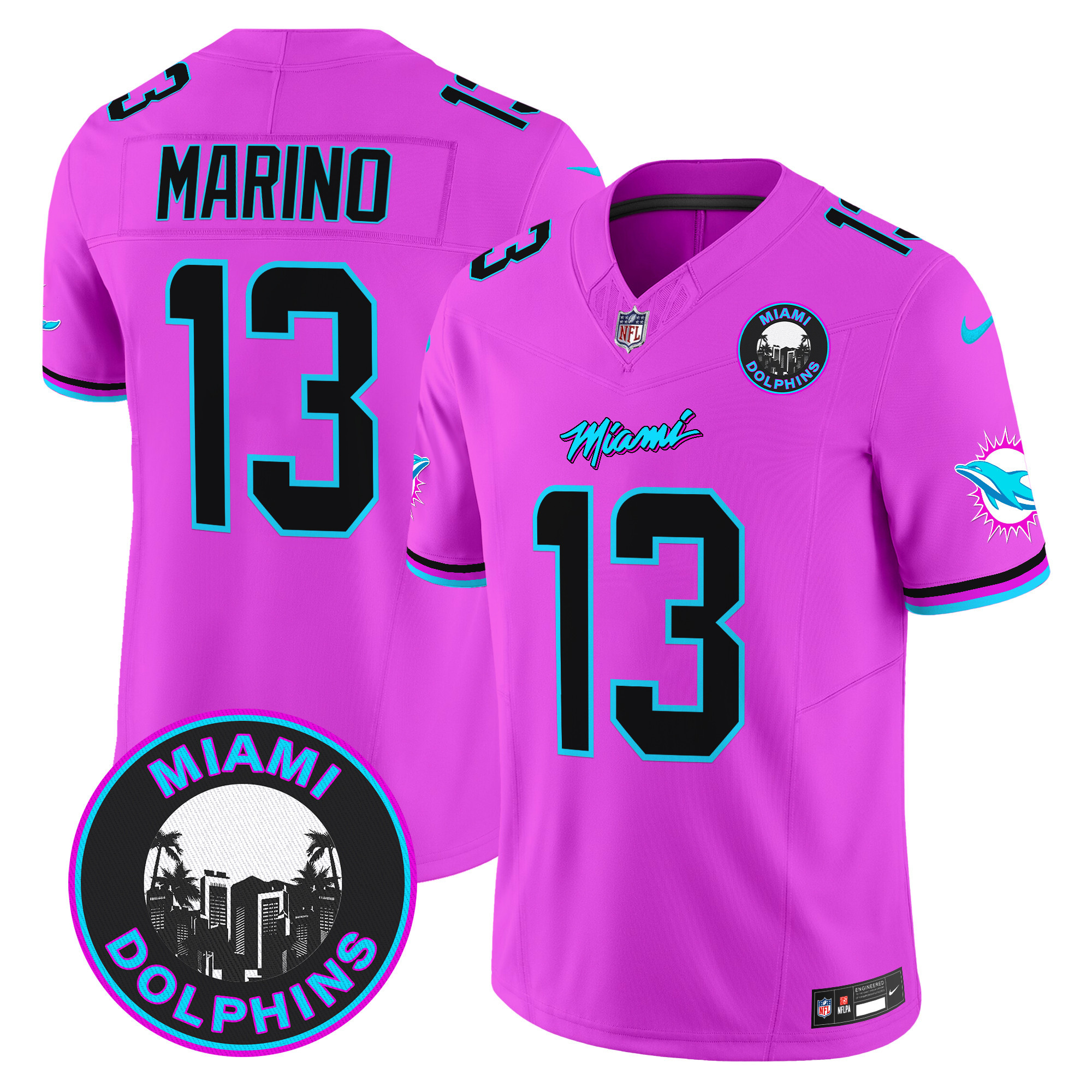 Men's Dan Marino Miami Dolphins "Miami Vice" Vapor Limited Pink Jersey V3 - All Stitched