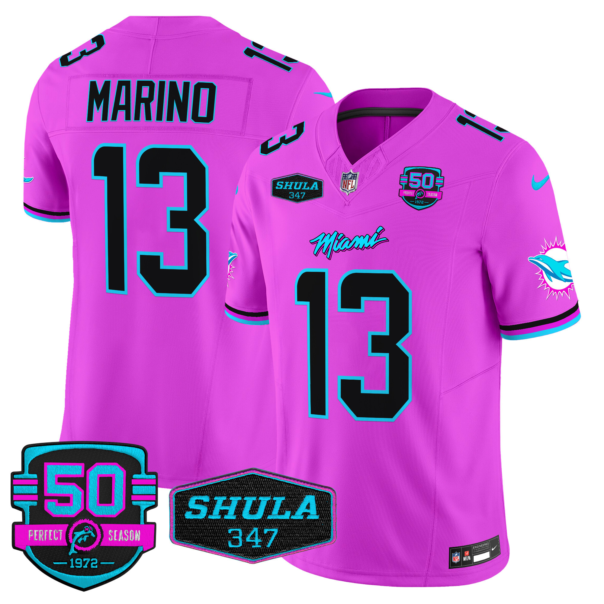 Men's Dan Marino Miami Dolphins "Miami Vice" Vapor Limited Pink Jersey V4 - All Stitched