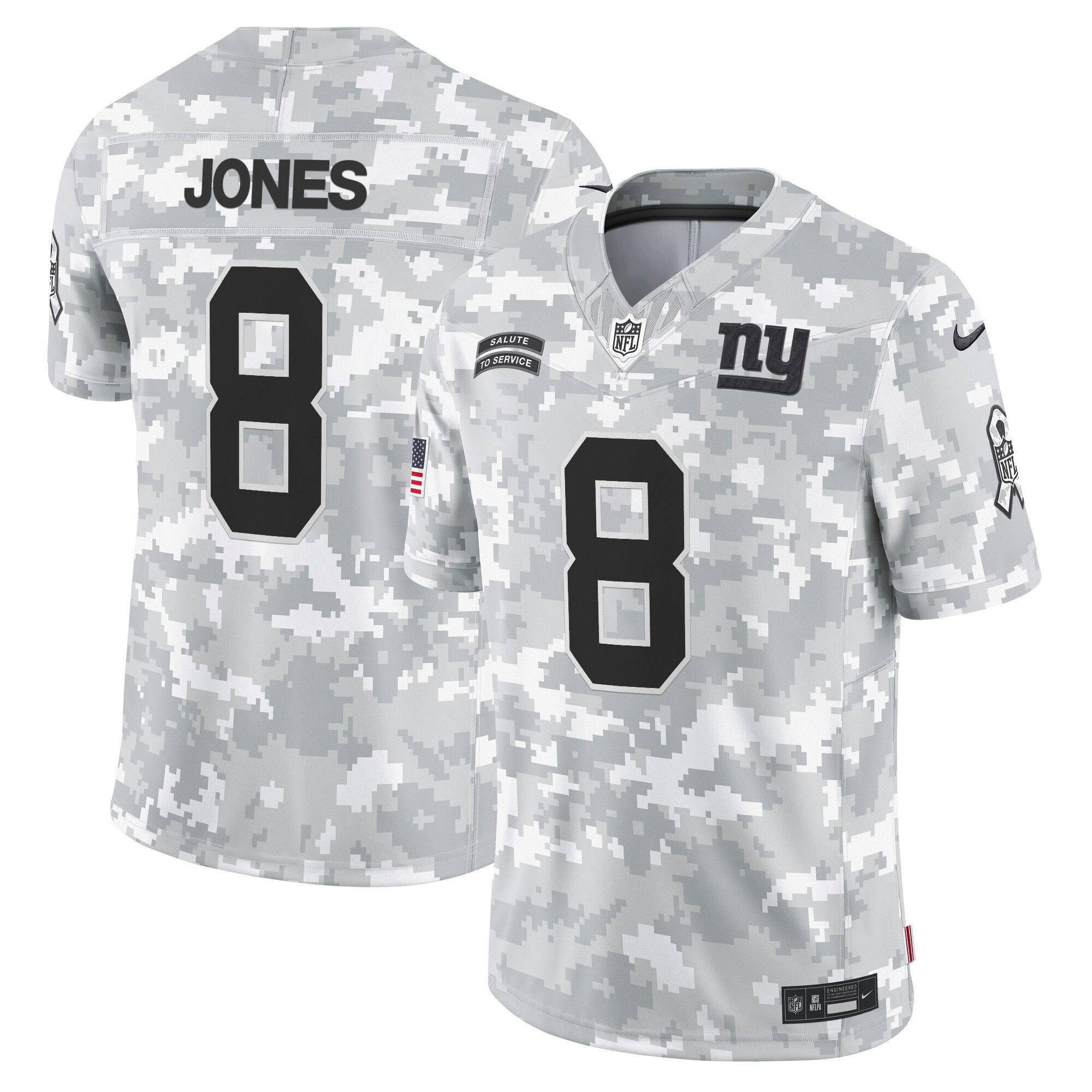 Men's Daniel Jones New York Giants 2024 Salute to Service Vapor Limited Jersey - Arctic Camo - All stitched