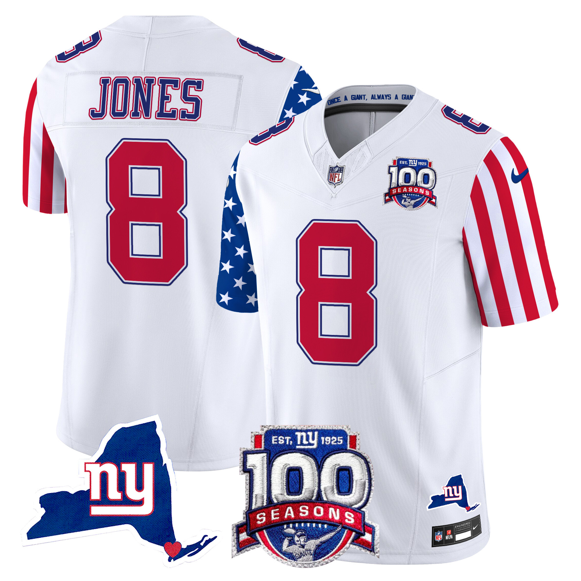 Men's Daniel Jones New York Giants American Style Vapor Limited White Jersey - All Stitched