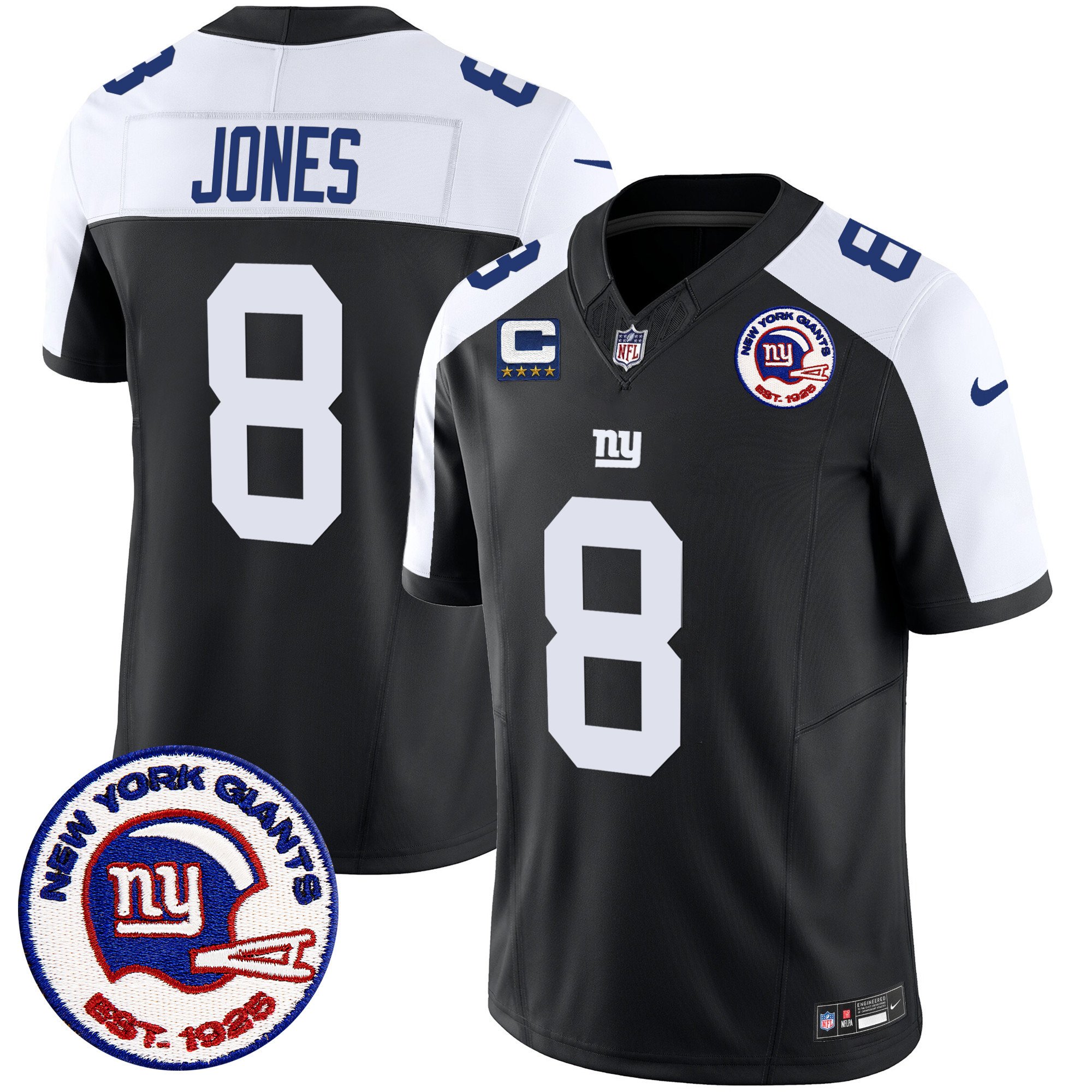 Men's Daniel Jones San Francisco Giants Est 1925 Patch Vapor Limited Black Alternate Jersey - All Stitched