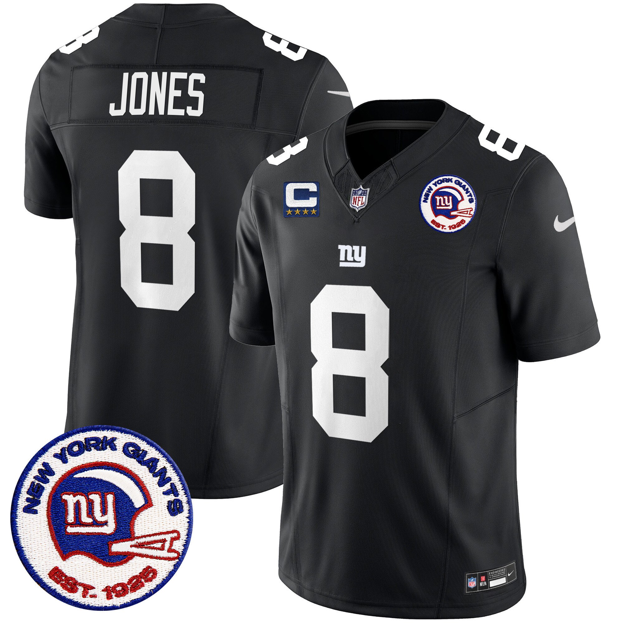 Men's Daniel Jones San Francisco Giants Est 1925 Patch Vapor Limited Black Jersey - All Stitched