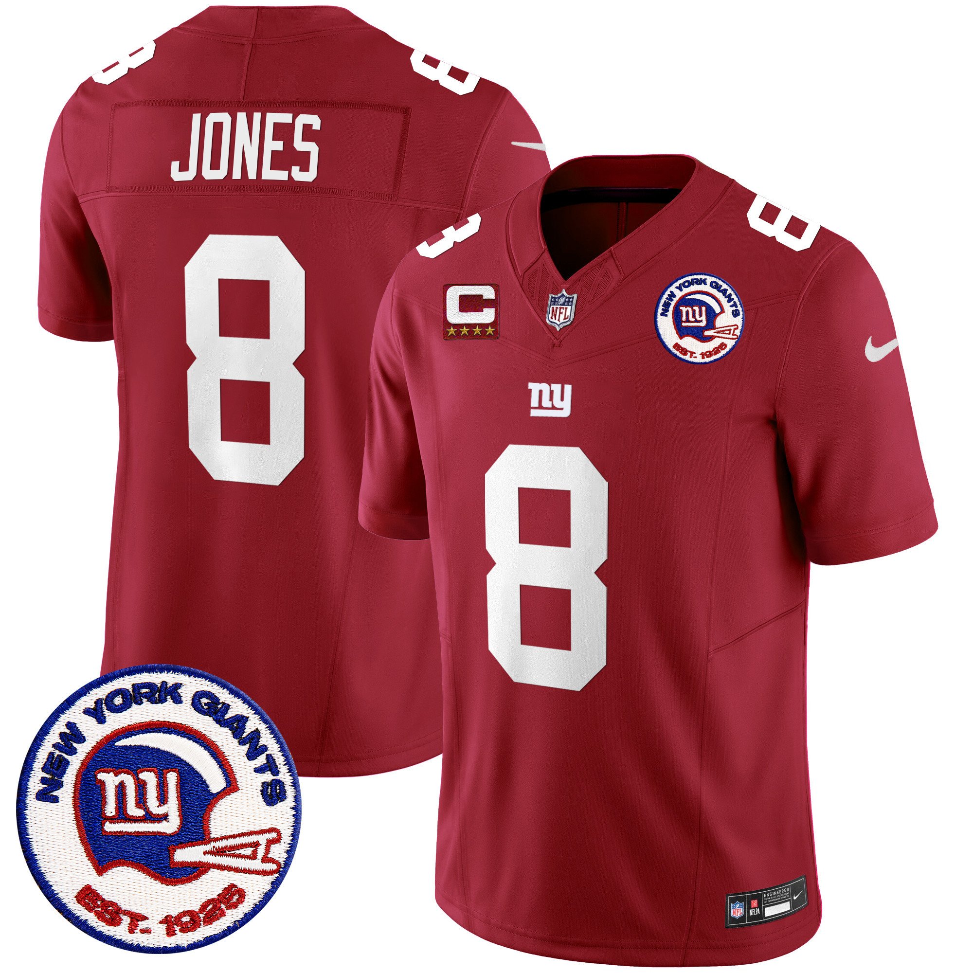 Men's Daniel Jones San Francisco Giants Est 1925 Patch Vapor Limited Red Jersey - All Stitched