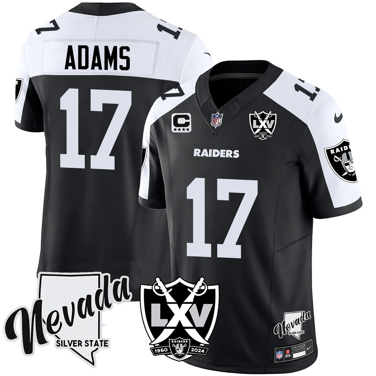 Men's Davante Adams Las Vegas Raiders 2024 Vapor Limited Black Alternate Jersey - 65th Anniversary - All Stitched