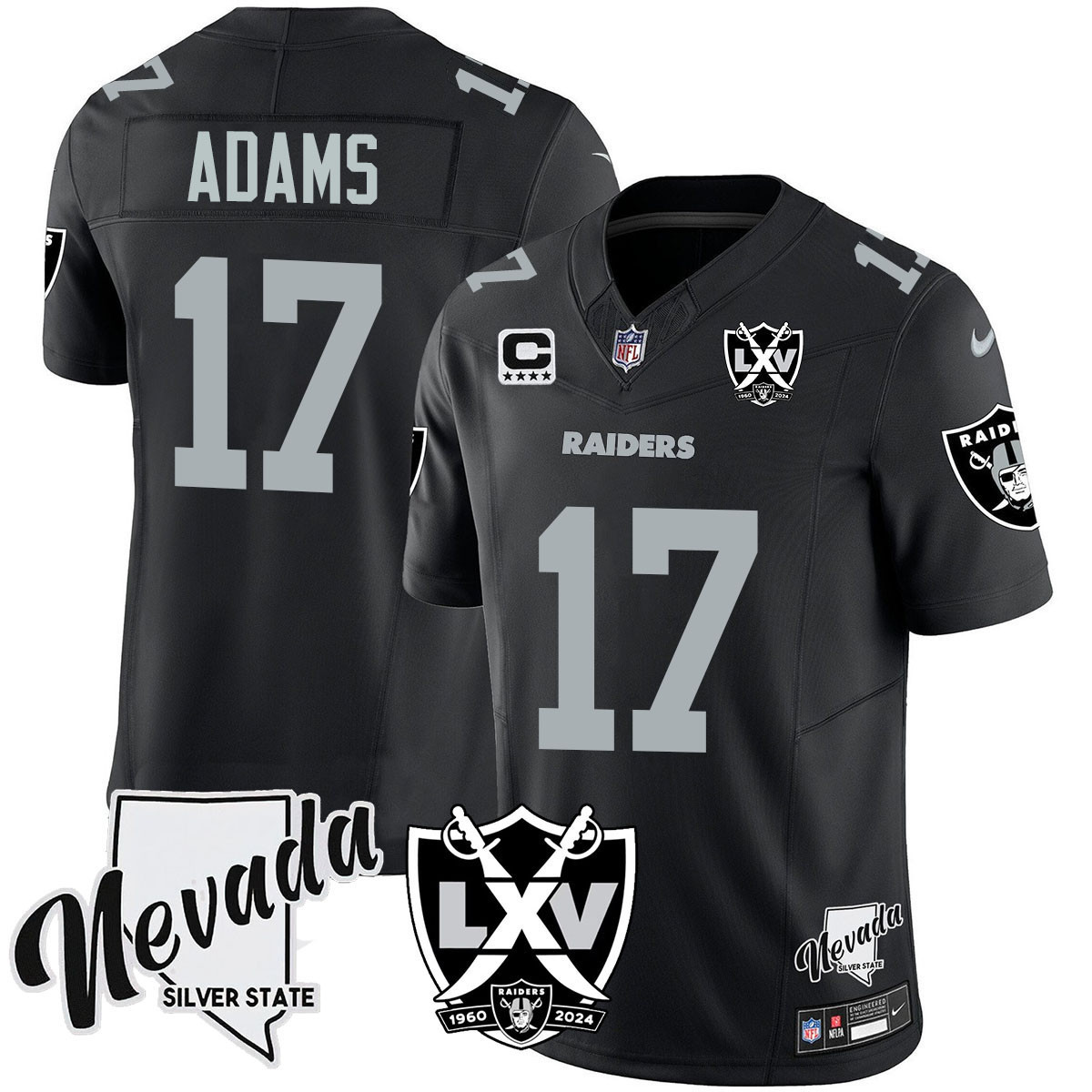 Men's Davante Adams Las Vegas Raiders 2024 Vapor Limited Black Jersey - 65th Anniversary - All Stitched
