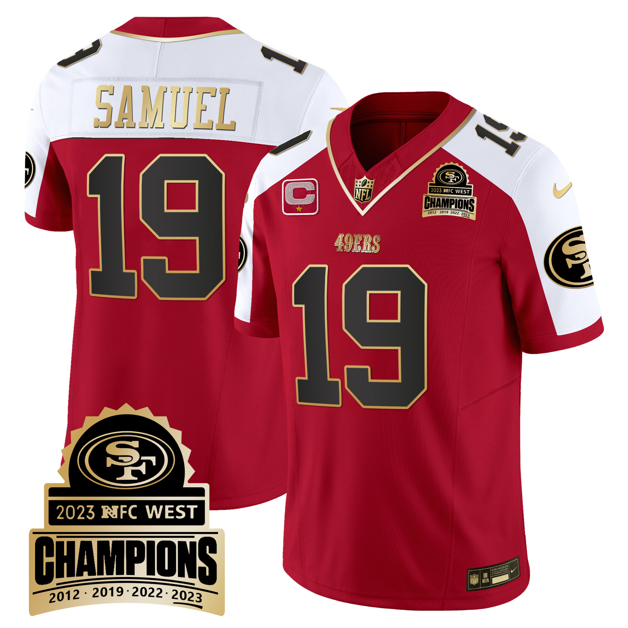 Men's Deebo Samuel San Francisco 49ers 2023 NFC West Champions Patch Vapor Alternate Jersey V4 - All Stitched