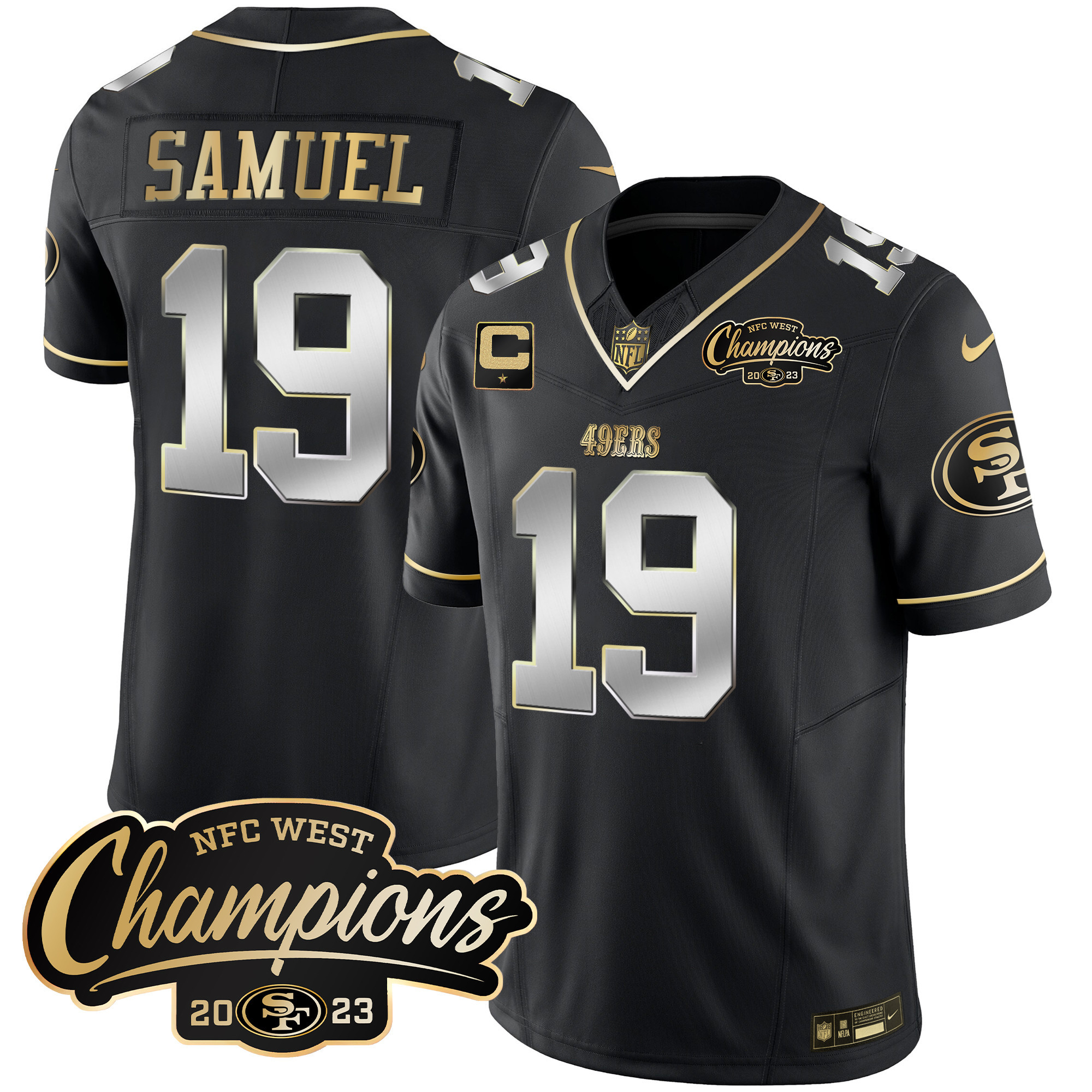Men's Deebo Samuel San Francisco 49ers 2023 NFC West Champions Patch Vapor Black Limited Jersey - All Stitched