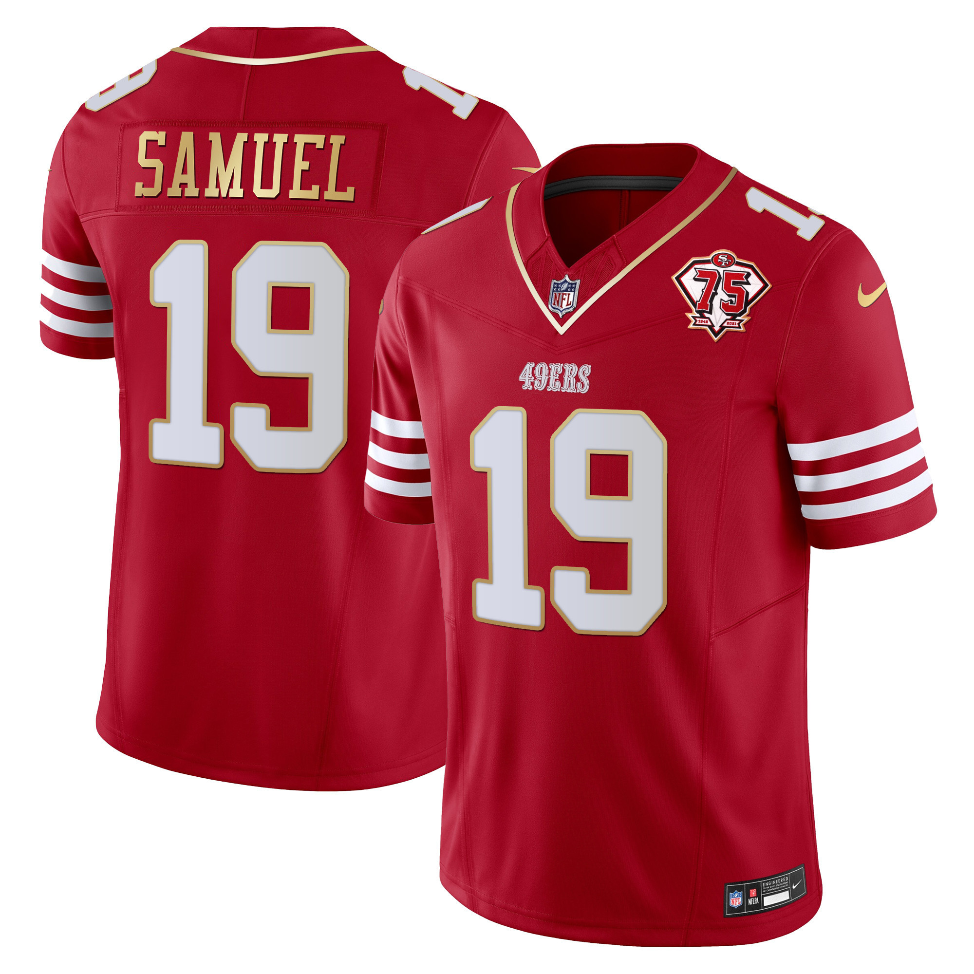 Men's Deebo Samuel San Francisco 49ers 2023 Vapor Gold Trim Limited Scarlet Gold Jersey - All Stitched