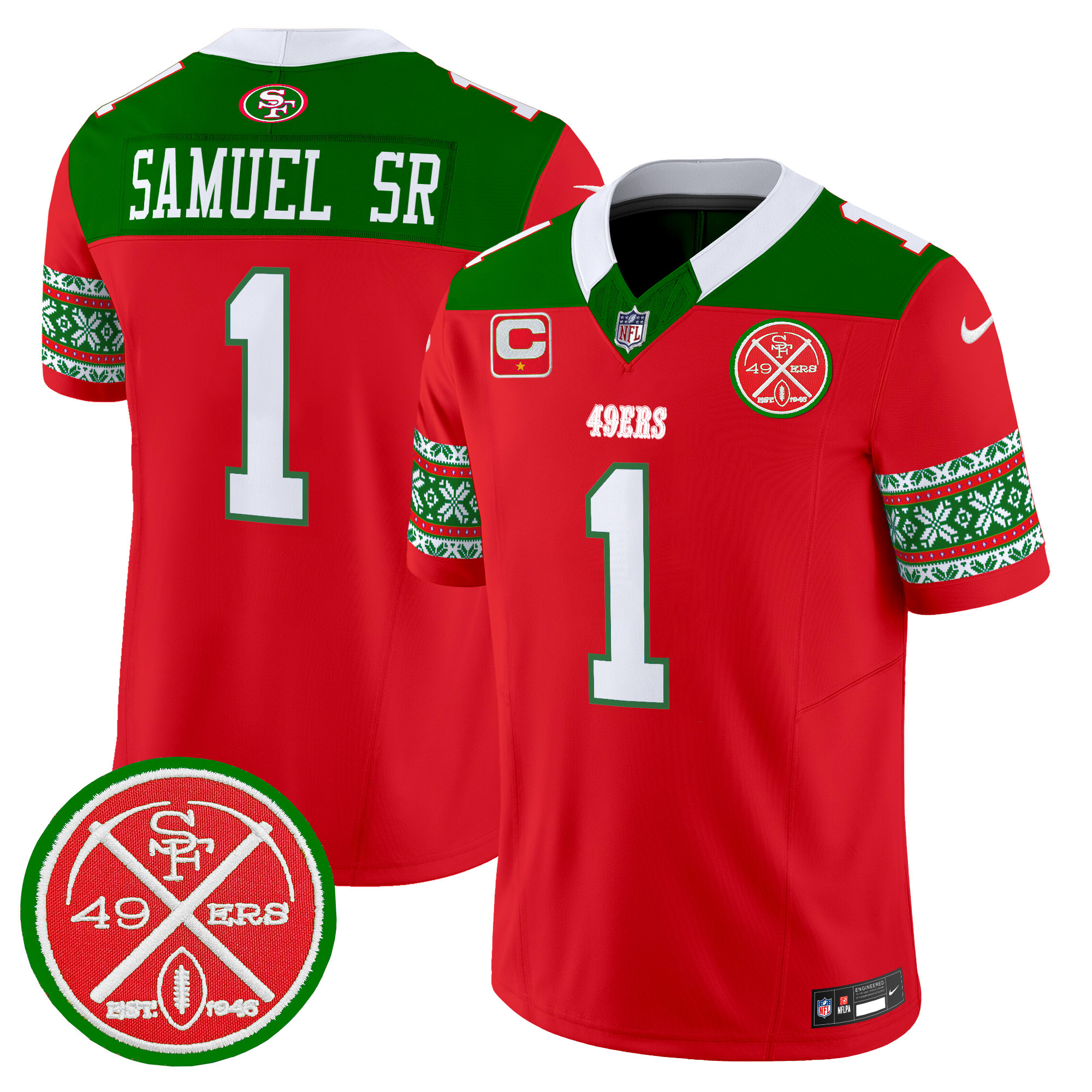 Men's Deebo Samuel San Francisco 49ers 2024 Christmas Vapor Limited Red Jersey - All Stitched