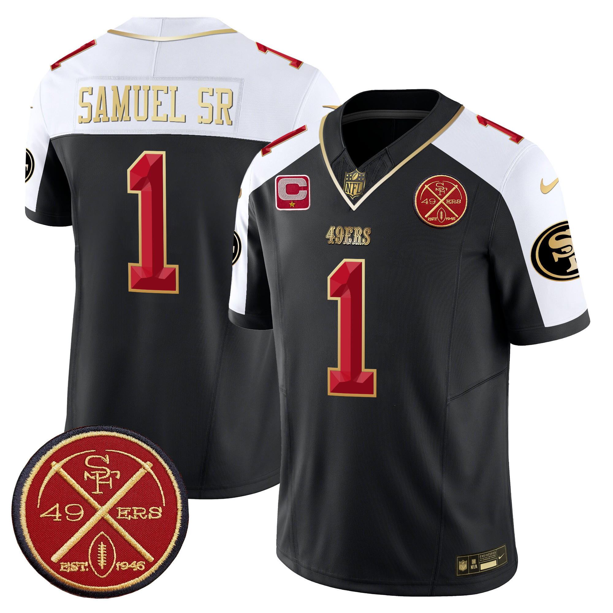 Men's Deebo Samuel San Francisco 49ers Est.1946 Patch Vapor Limited Black Alternate Jersey V2 - All Stitched