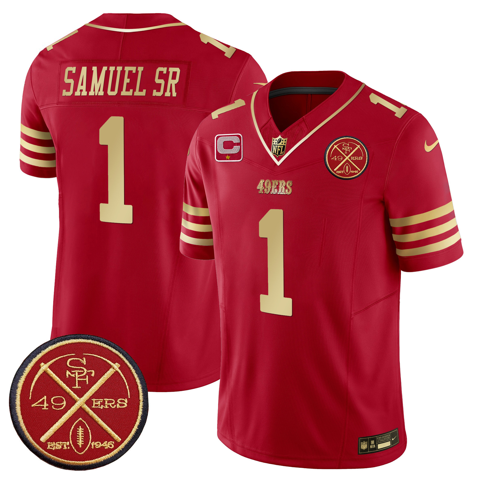 Men's Deebo Samuel San Francisco 49ers Est.1946 Patch Vapor Limited Scarlet Gold Jersey - All Stitched
