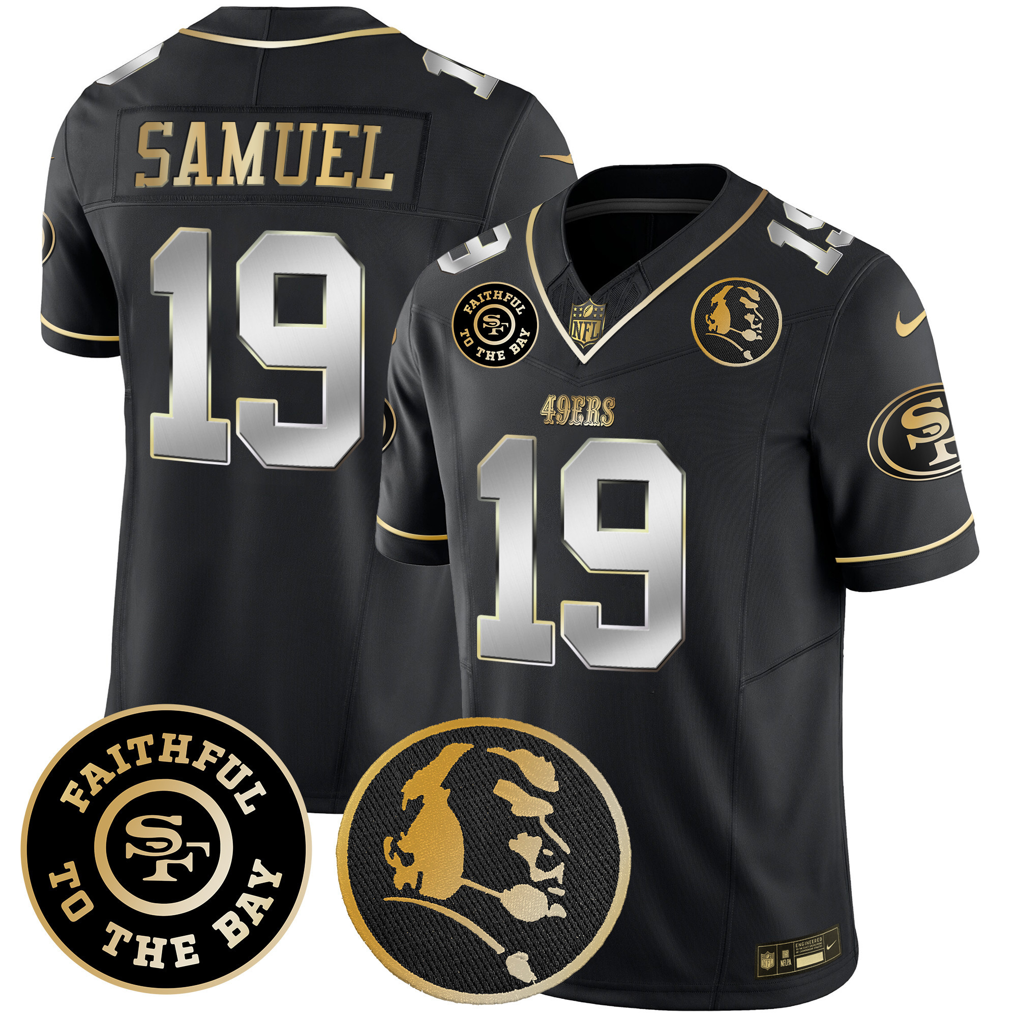 Men's Deebo Samuel San Francisco 49ers Faithful & John Madden Patch Vapor Black Limited Jersey - All Stitched