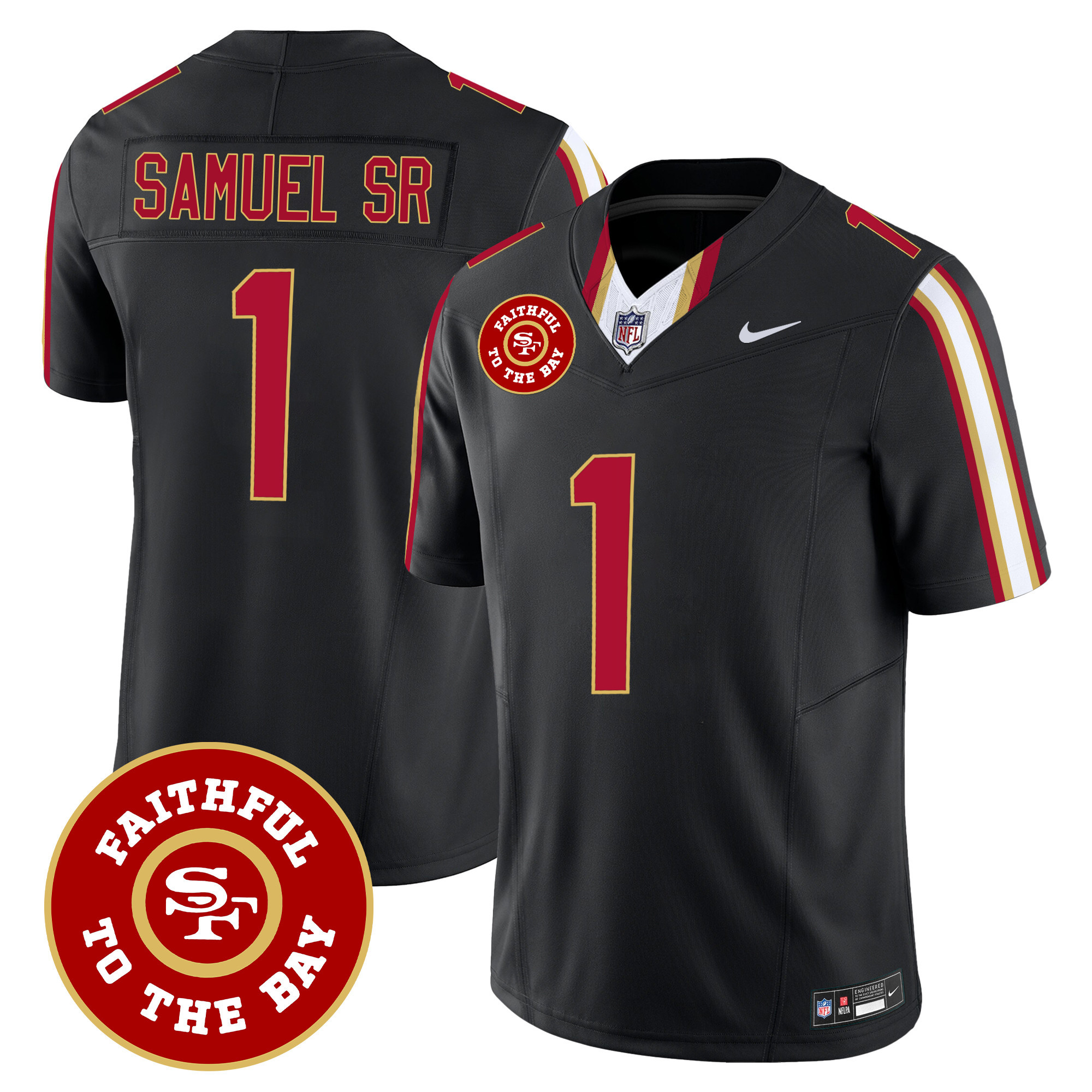 Men's Deebo Samuel San Francisco 49ers Faithful To The Bay Patch Vapor Limited Black Jersey V9 - All Stitched