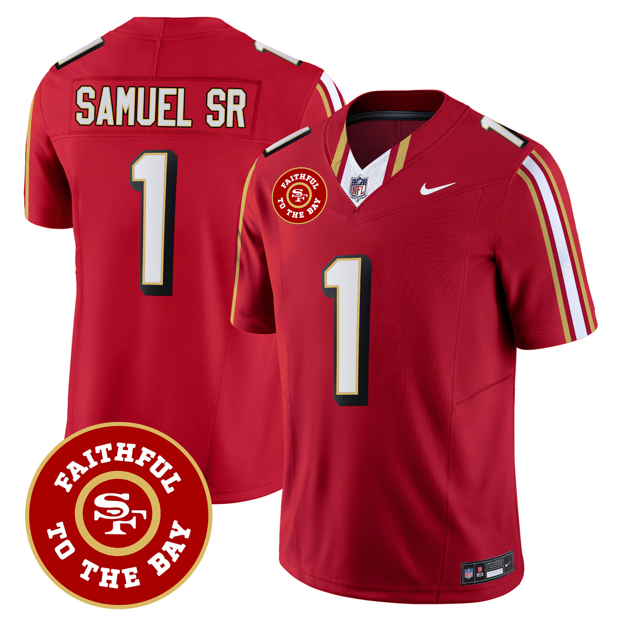 Men's Deebo Samuel San Francisco 49ers Faithful To The Bay Patch Vapor Limited Red Jersey V9 - All Stitched