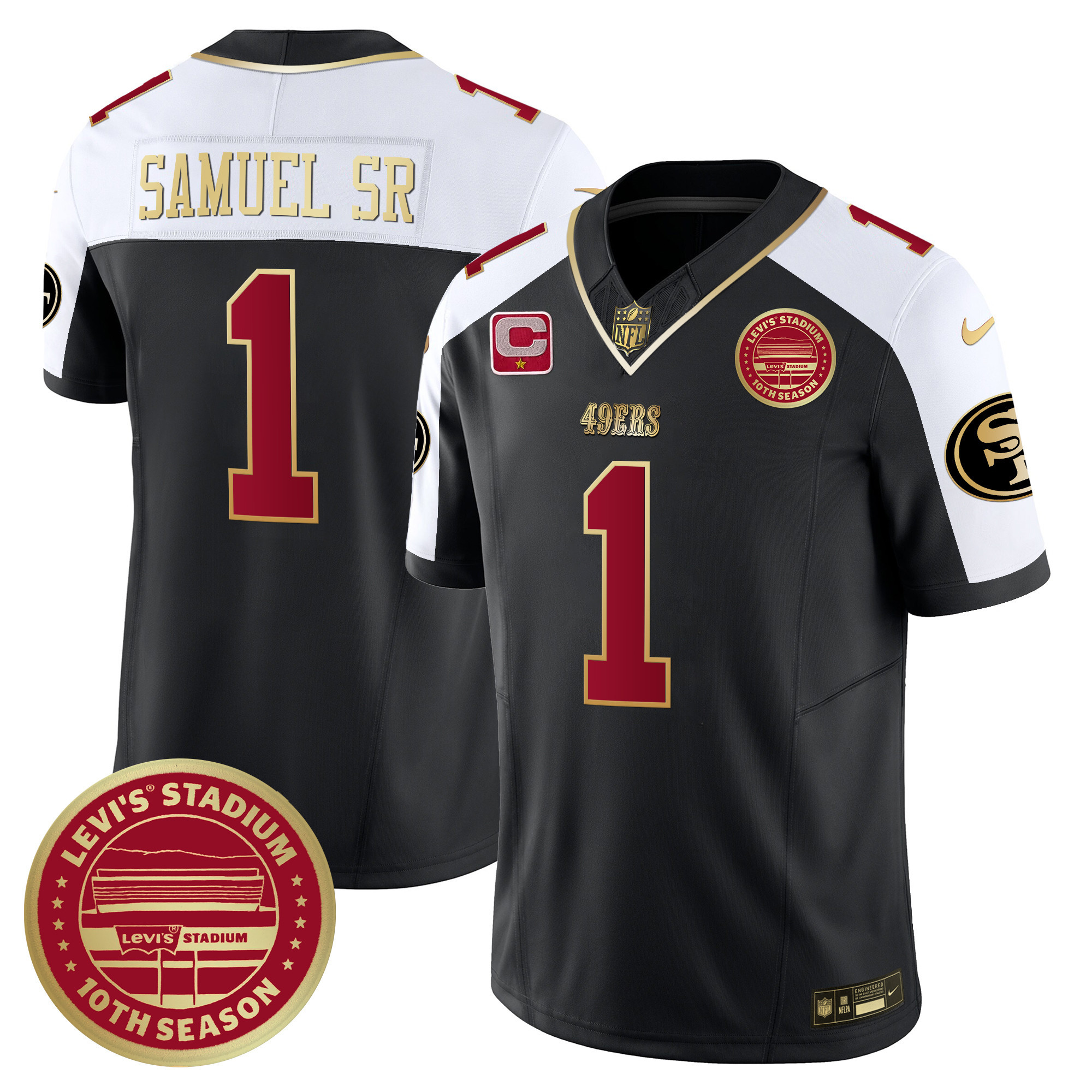 Men's Deebo Samuel San Francisco 49ers Levi's Stadium 10th Season Patch Vapor Limited Black Alternate Jersey - All Stitched
