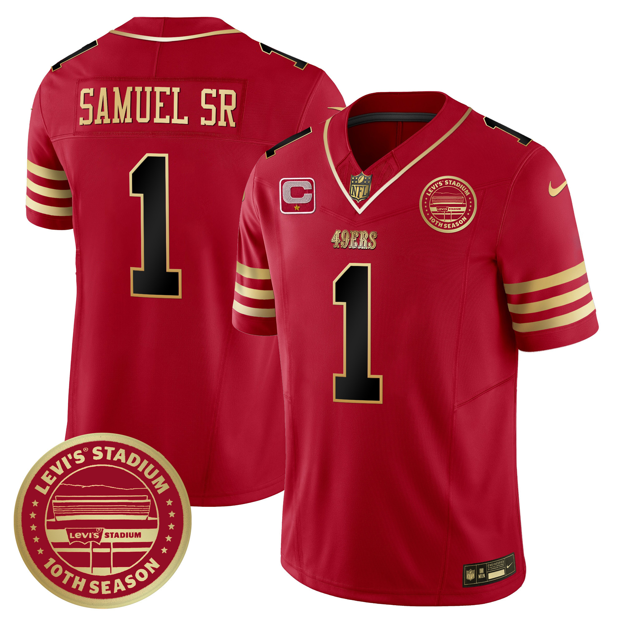 Men's Deebo Samuel San Francisco 49ers Levi's Stadium 10th Season Patch Vapor Limited Black Scarlet Jersey - All Stitched