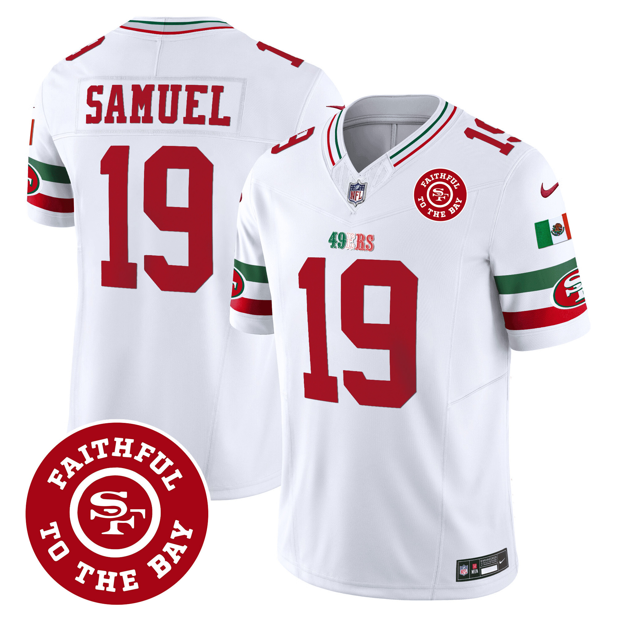 Men's Deebo Samuel San Francisco 49ers Mexico Faithful To The Bay Patch Vapor White Jersey - All Stitched