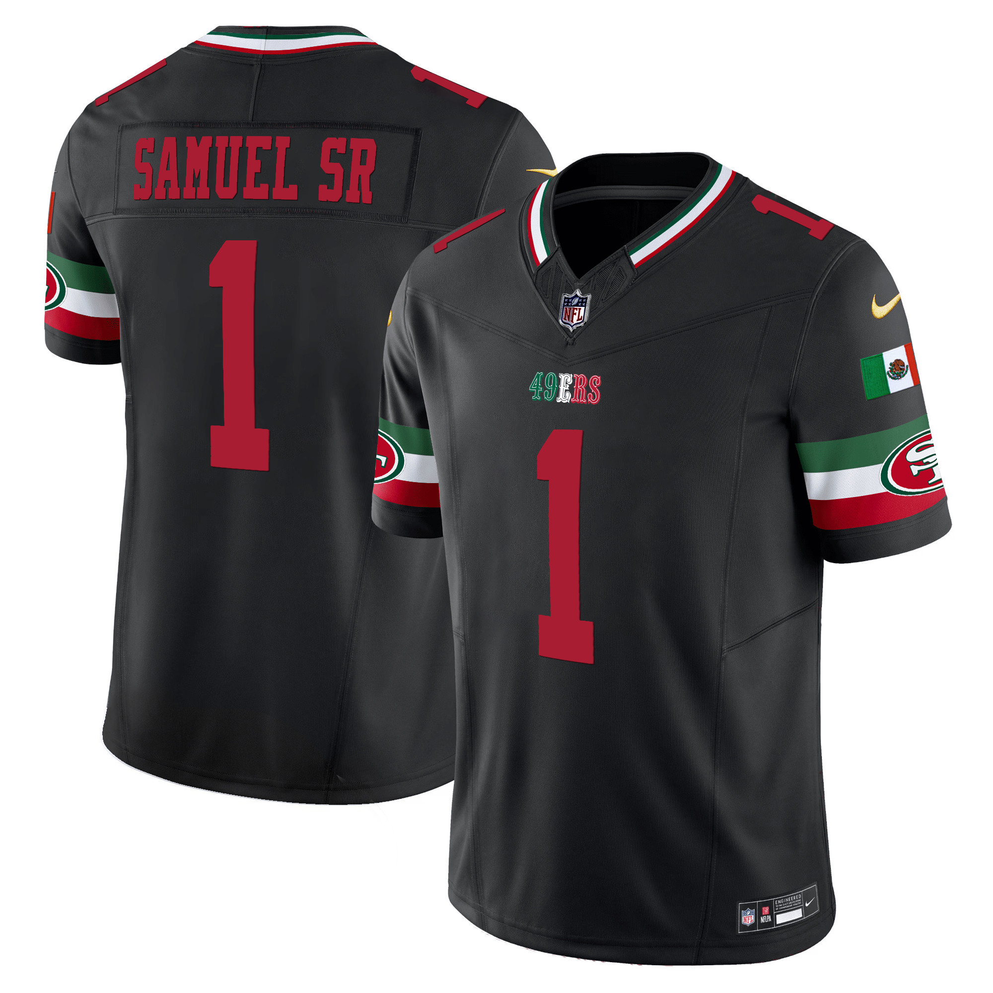 Men's Deebo Samuel San Francisco 49ers Mexico Vapor Black Jersey V2 - All Stitched