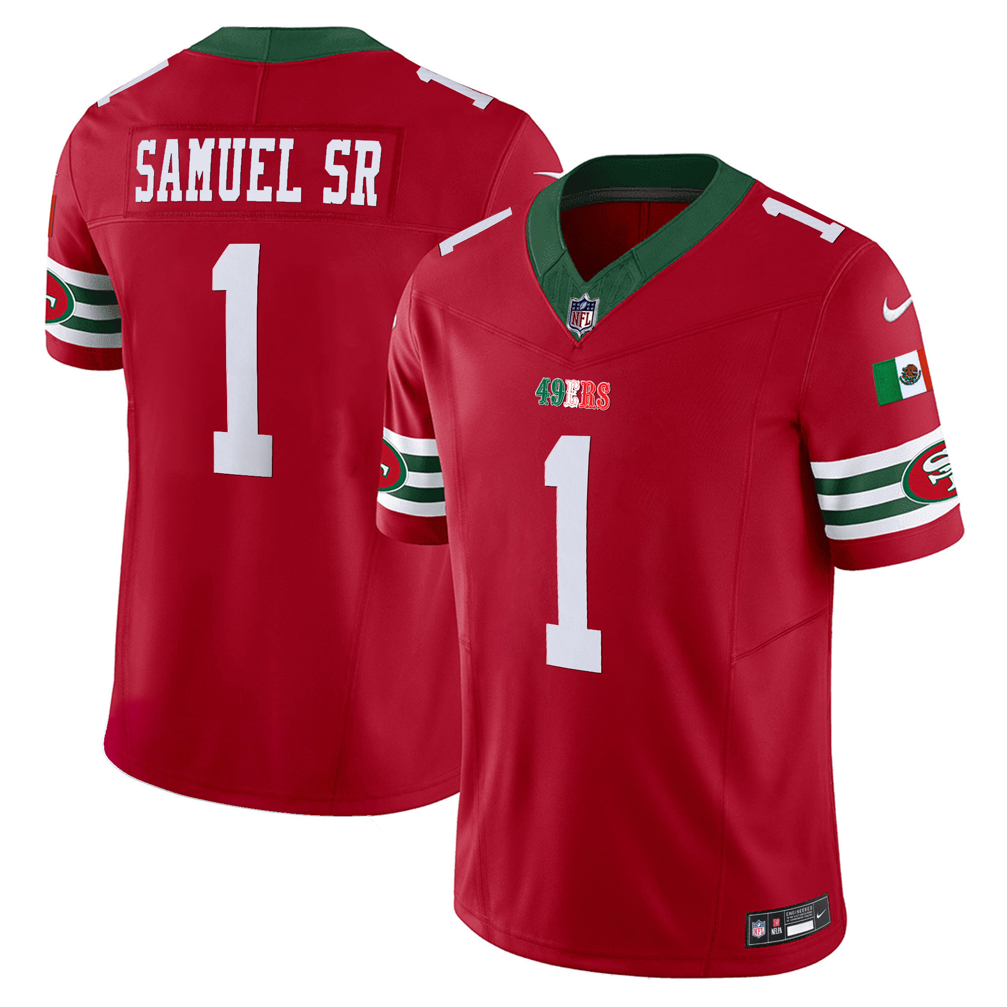 Men's Deebo Samuel San Francisco 49ers Mexico Vapor Red Jersey V2 - All Stitched