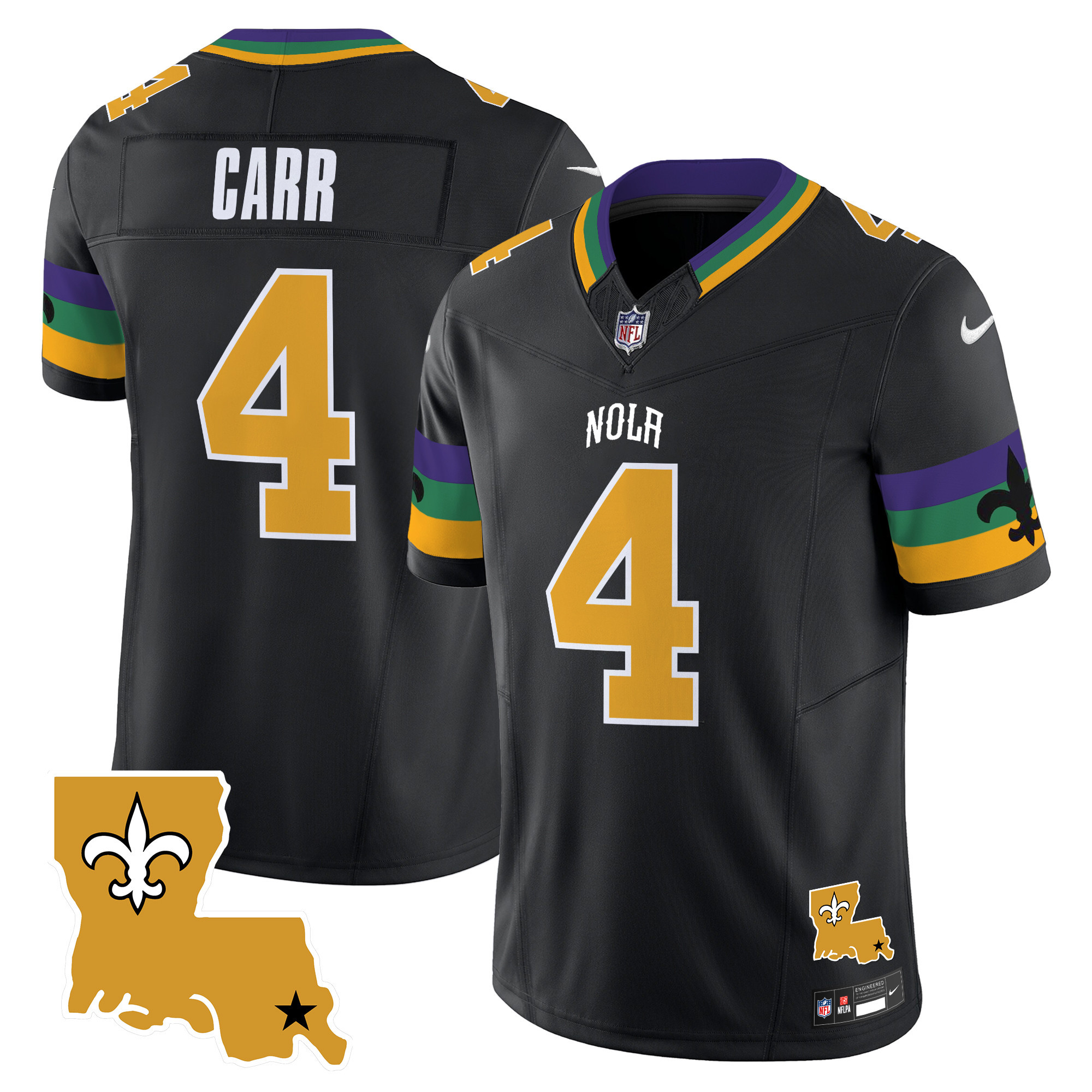 Men's Derek Carr New Orleans Saints 2024 New Orleans City Vapor Limited Black Jersey - All Stitched
