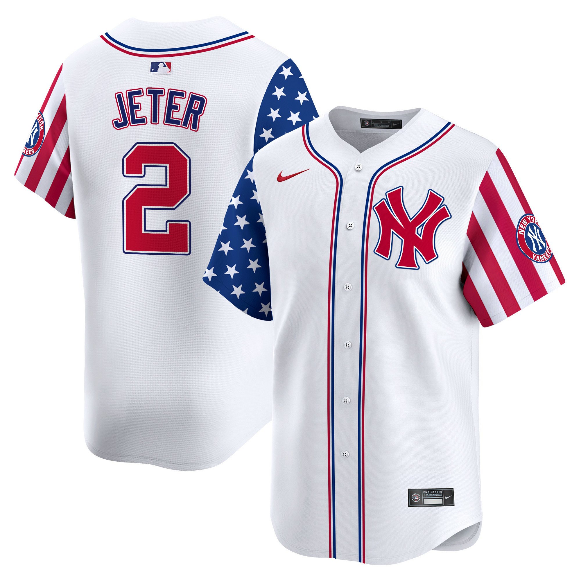 Men's Derek Jeter New York Yankees 2024 Independence Day Vapor Premier Limited White Jersey - All Stitched