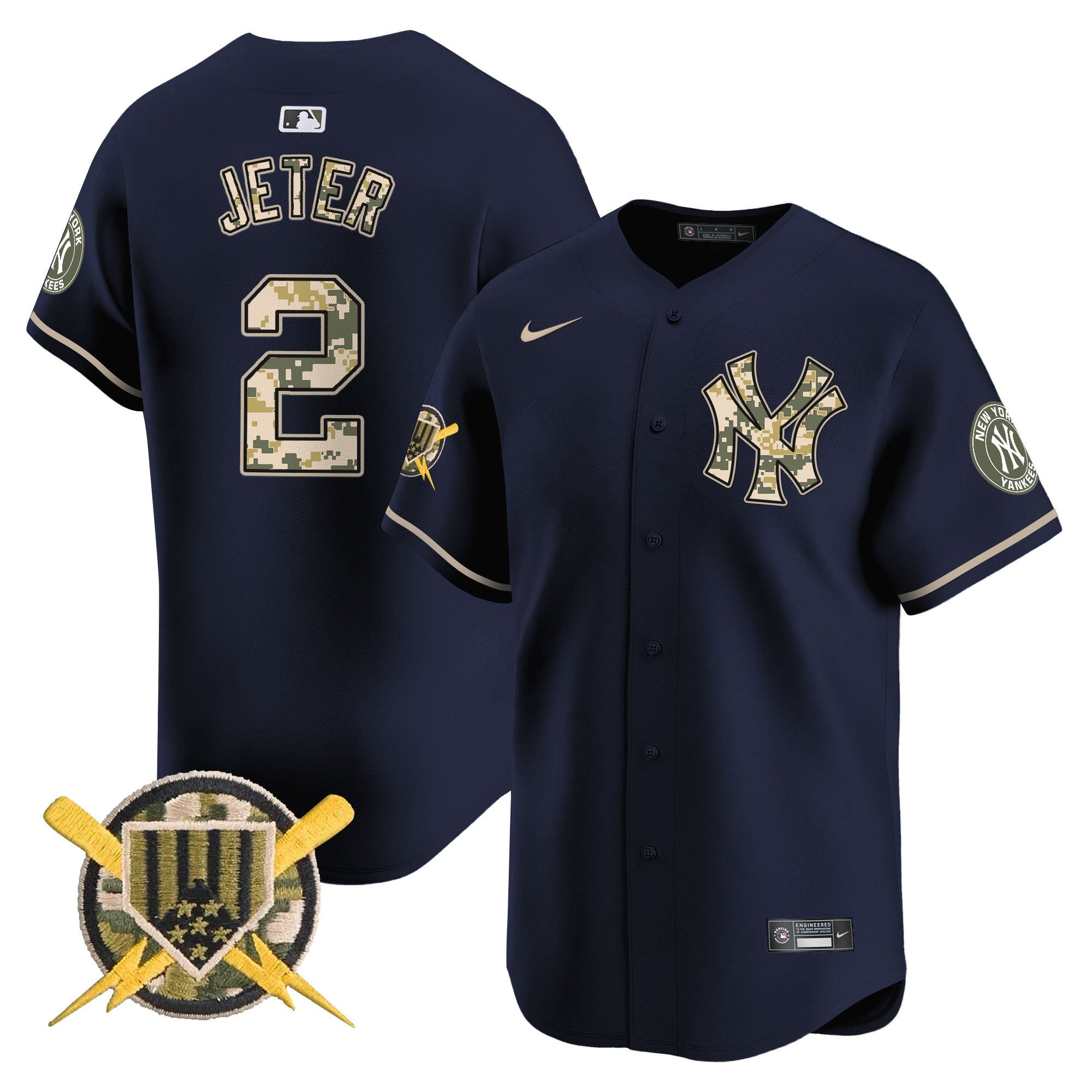 Men's Derek Jeter New York Yankees Armed Forces Day Vapor Premier Limited Navy Jersey - All Stitched