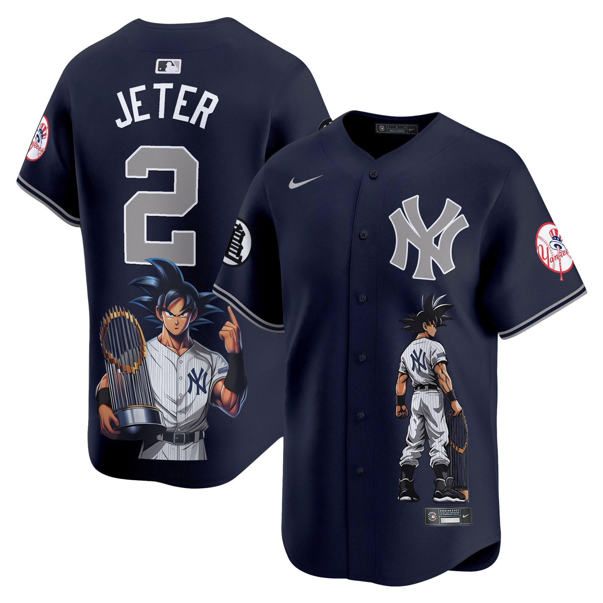 Men's Derek Jeter New York Yankees Dragon Ball Son Goku Vapor Premier Limited Alternate Jersey - Printed