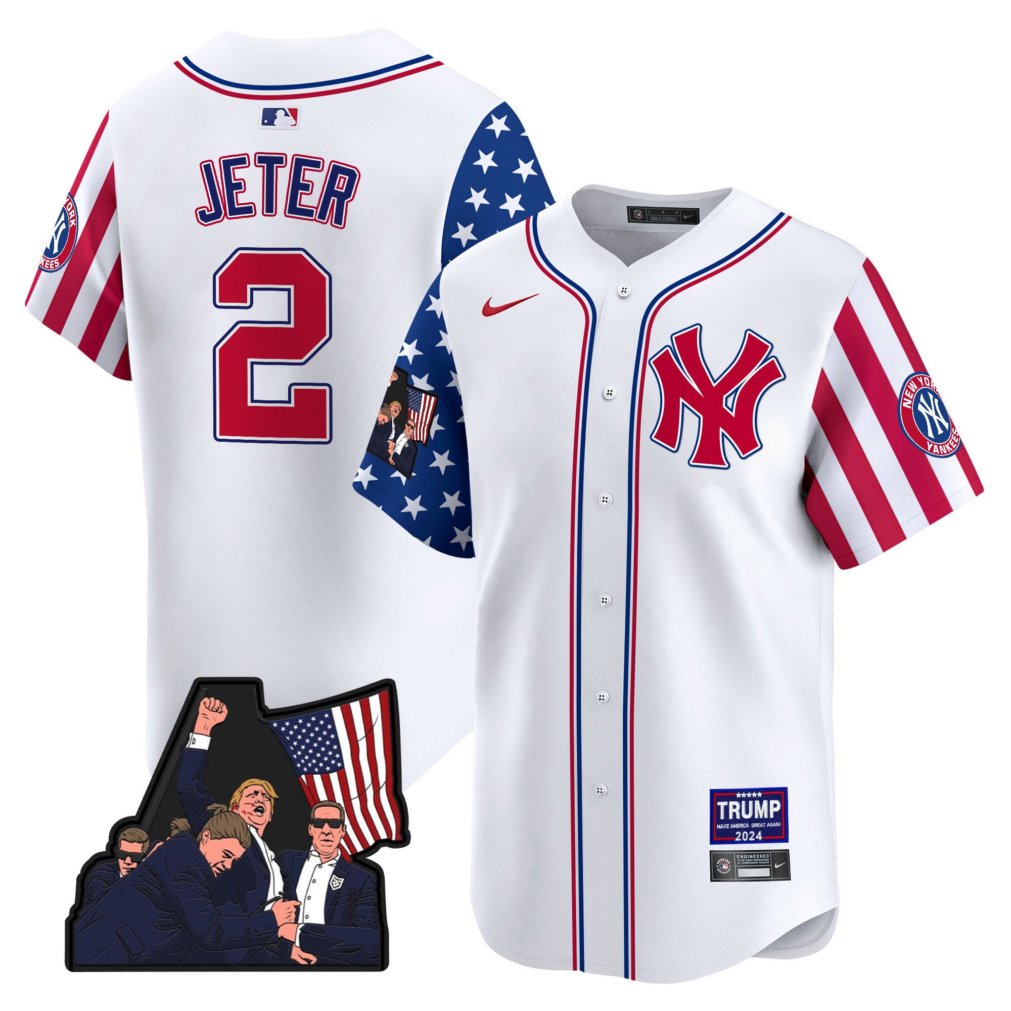 Men's Derek Jeter New York Yankees Make American Great Again Vapor Premier Limited White Jersey - All Stitched