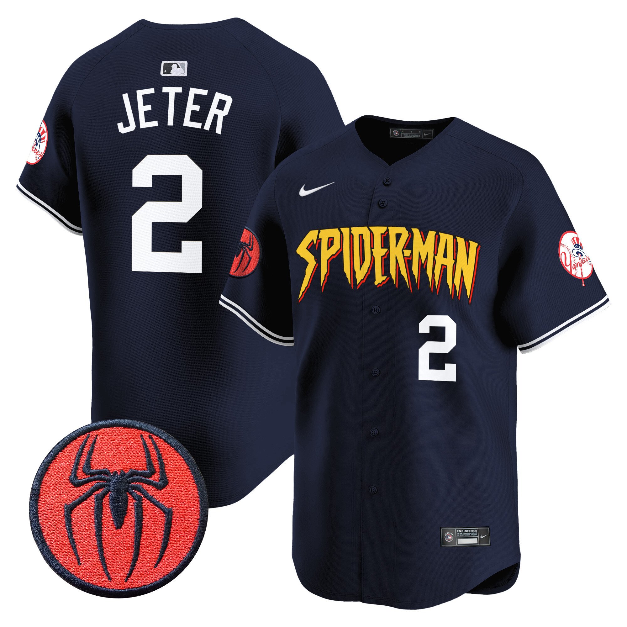 Men's Derek Jeter New York Yankees Spider-Man Vapor Premier Limited Alternate Jersey - All Stitched