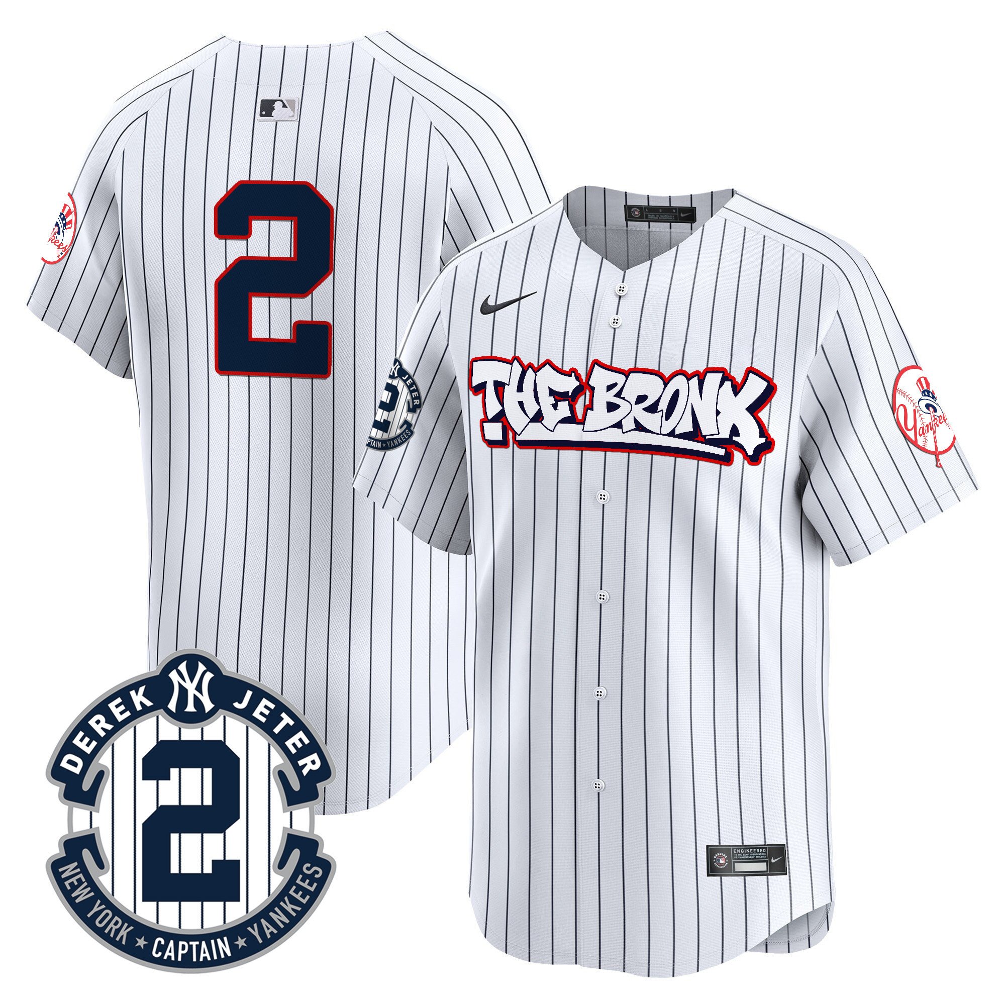 Men's Derek Jeter New York Yankees The Bronx Graffiti Vapor Premier Limited Pinstripe Jersey V8 - All Stitched