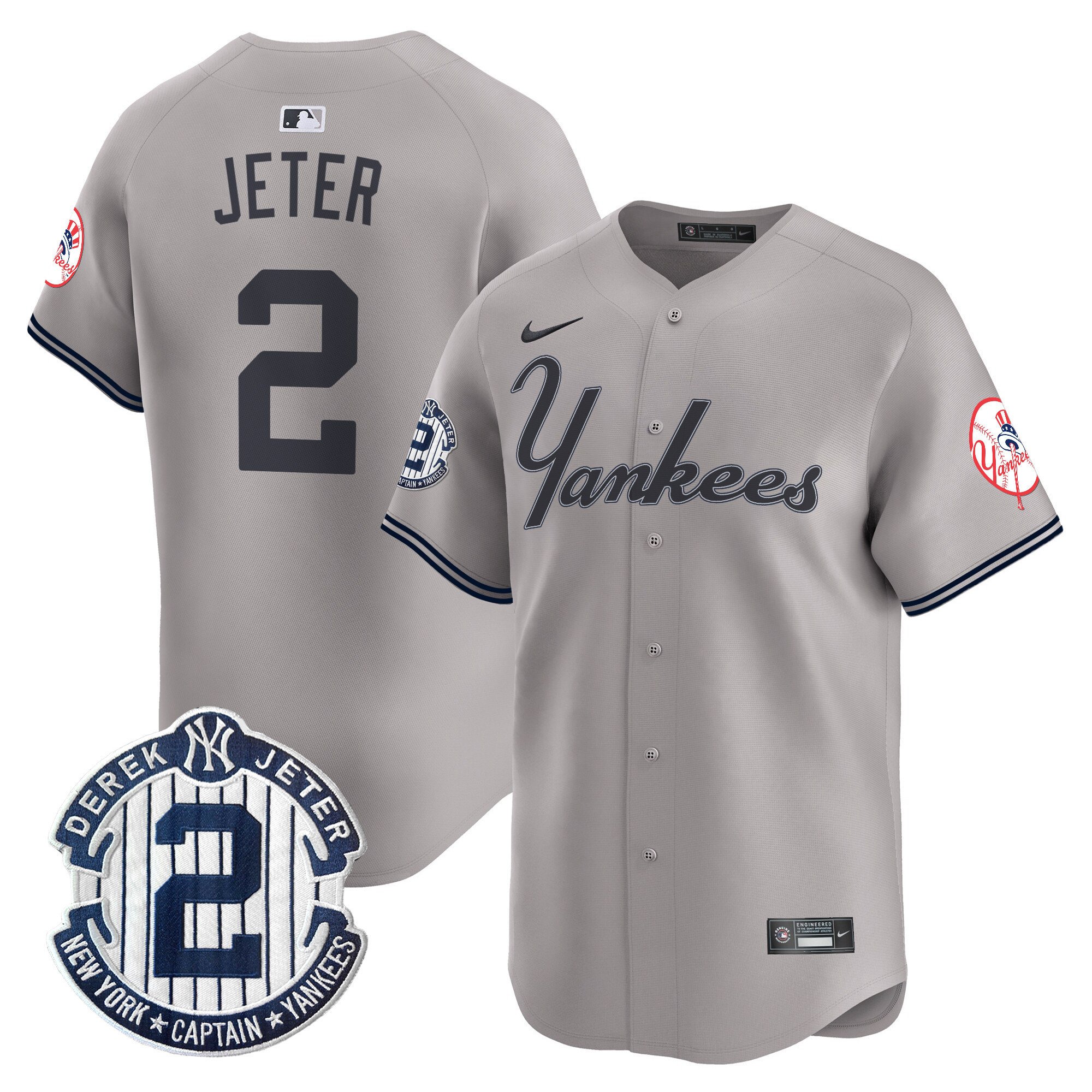 Men's Derek Jeter New York Yankees Throwback Vapor Premier Limited Gray Jersey - All Stitched