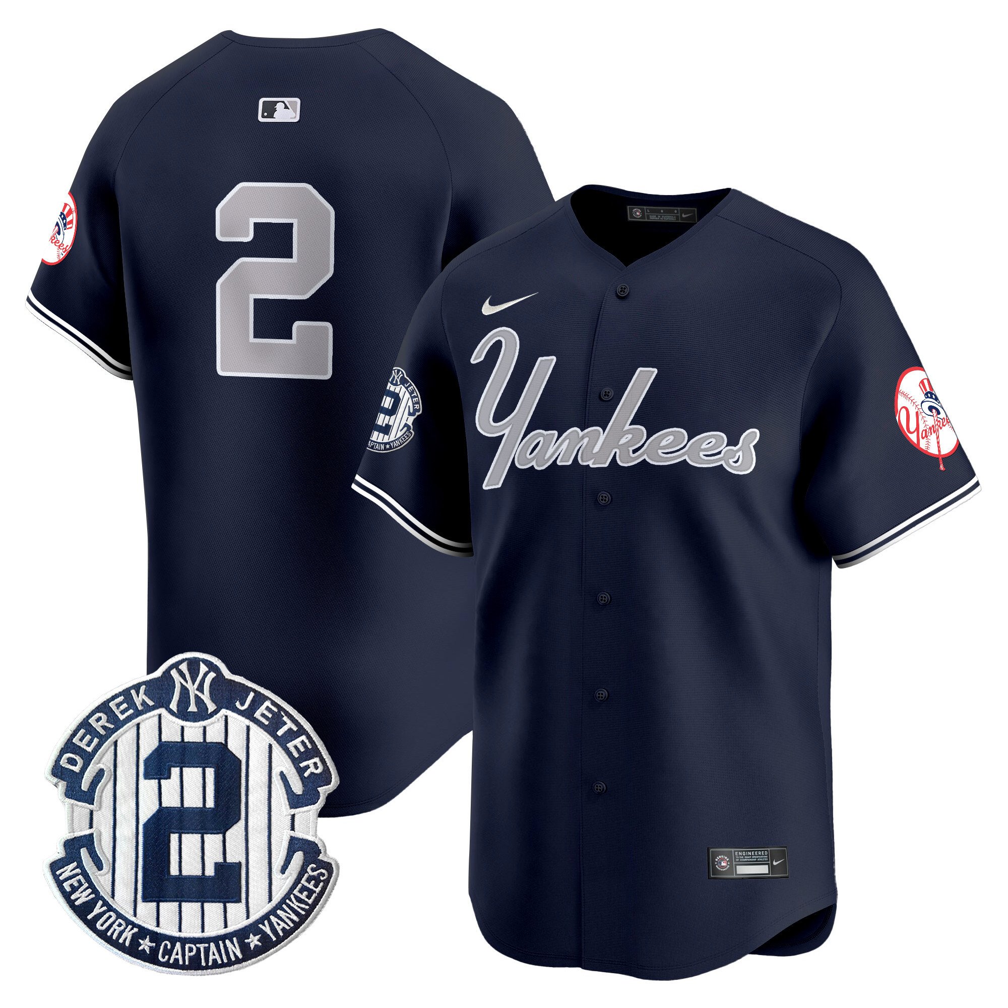 Men's Derek Jeter New York Yankees Throwback Vapor Premier Limited Navy Jersey V2 - All Stitched