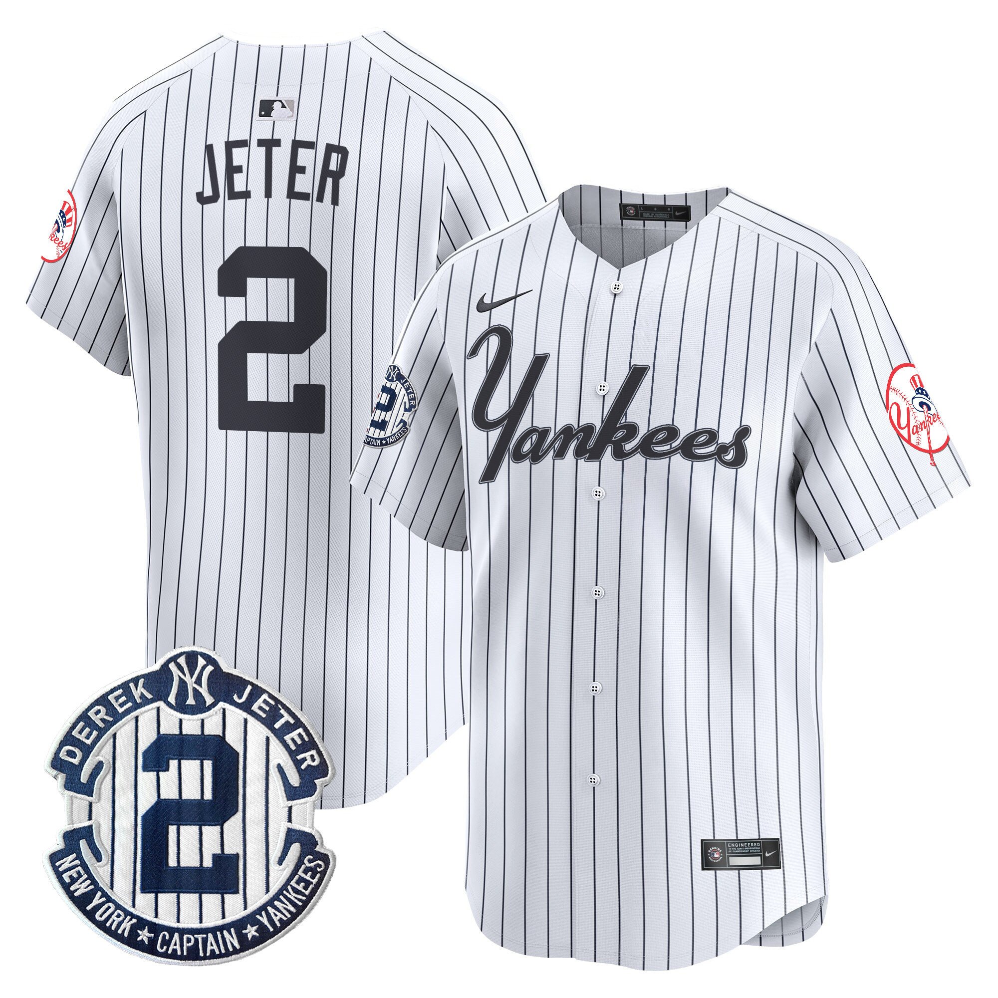 Men's Derek Jeter New York Yankees Throwback Vapor Premier Limited Pinstripe Jersey - All Stitched