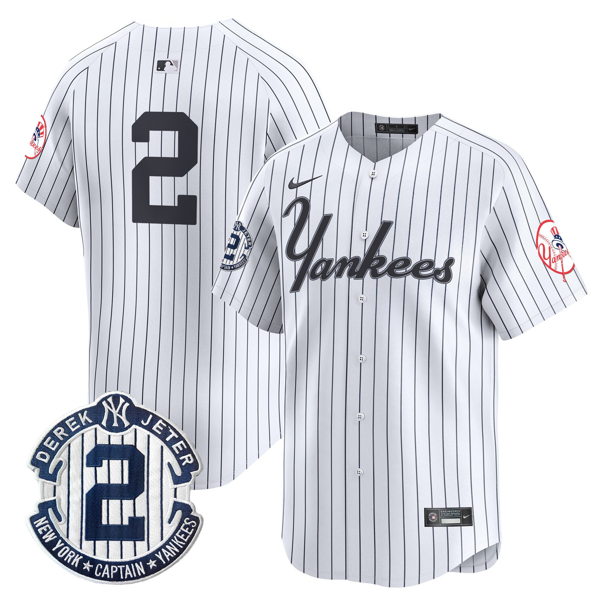 Men's Derek Jeter New York Yankees Throwback Vapor Premier Limited Pinstripe Jersey V2 - All Stitched