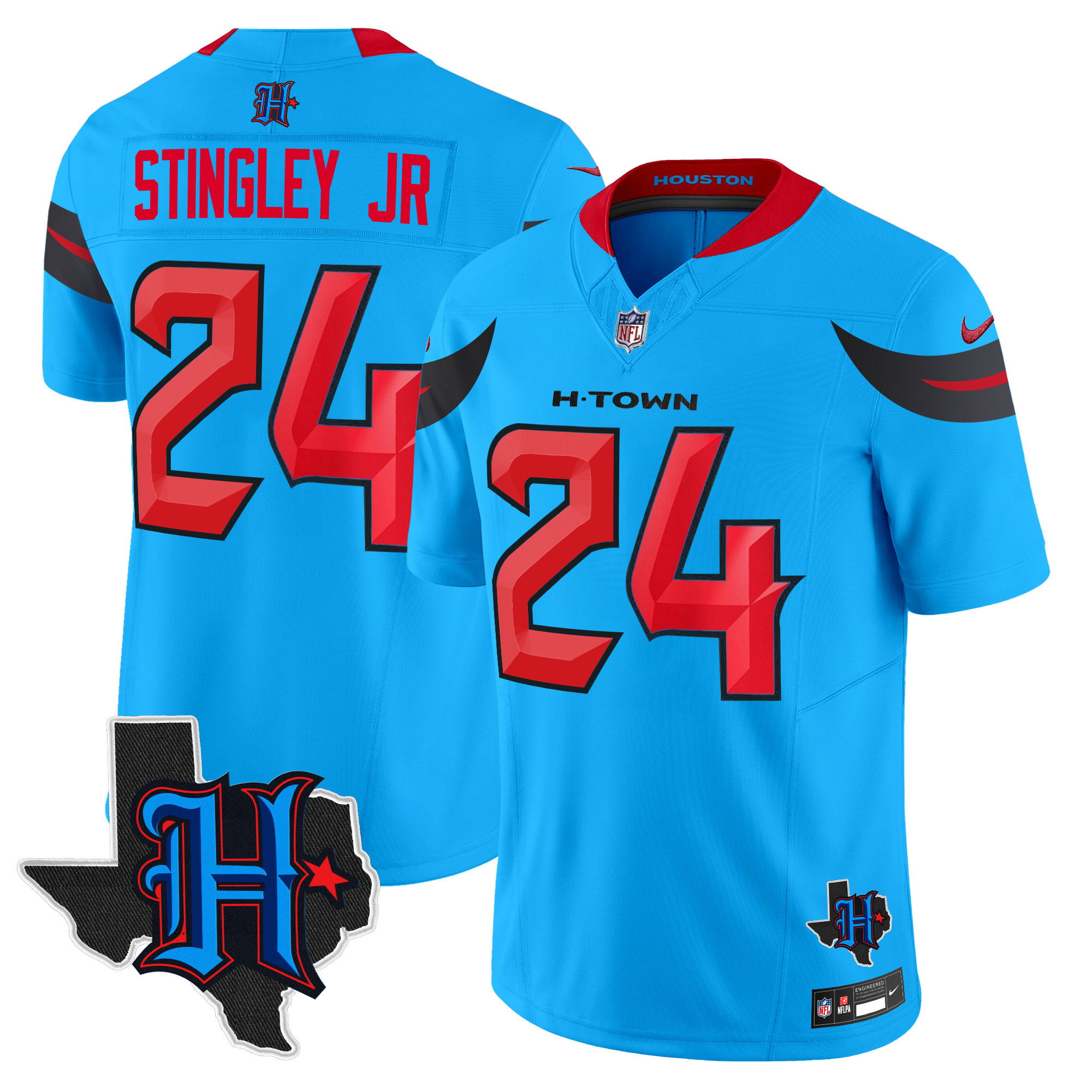 Men's Derek Stingley Jr. Houston Texans 2024 Texas Patch Vapor Limited Blue Jersey V3 - All Stitched
