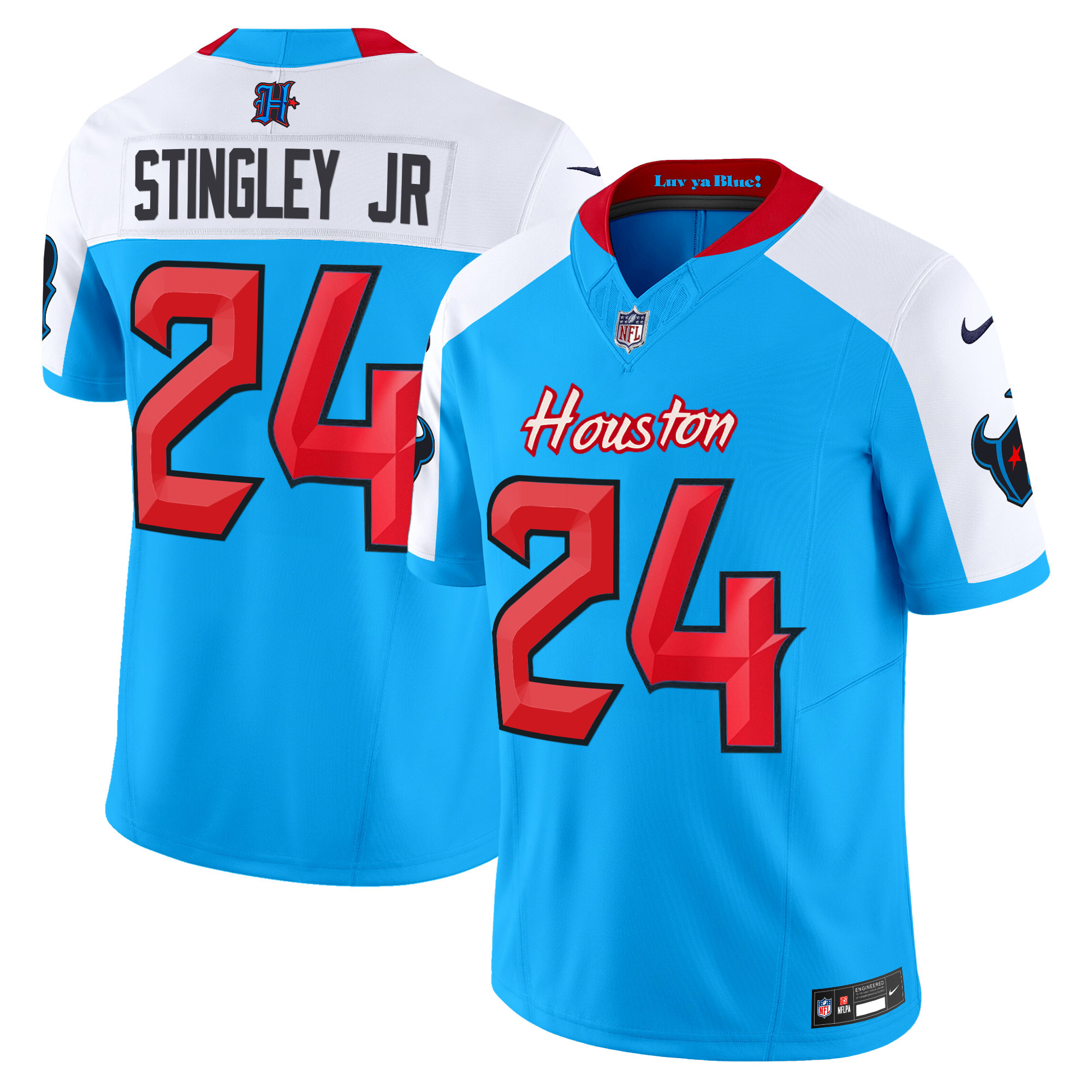 Men's Derek Stingley Jr. Houston Texans 2024 Vapor Limited Blue Alternate Jersey V4 - All Stitched