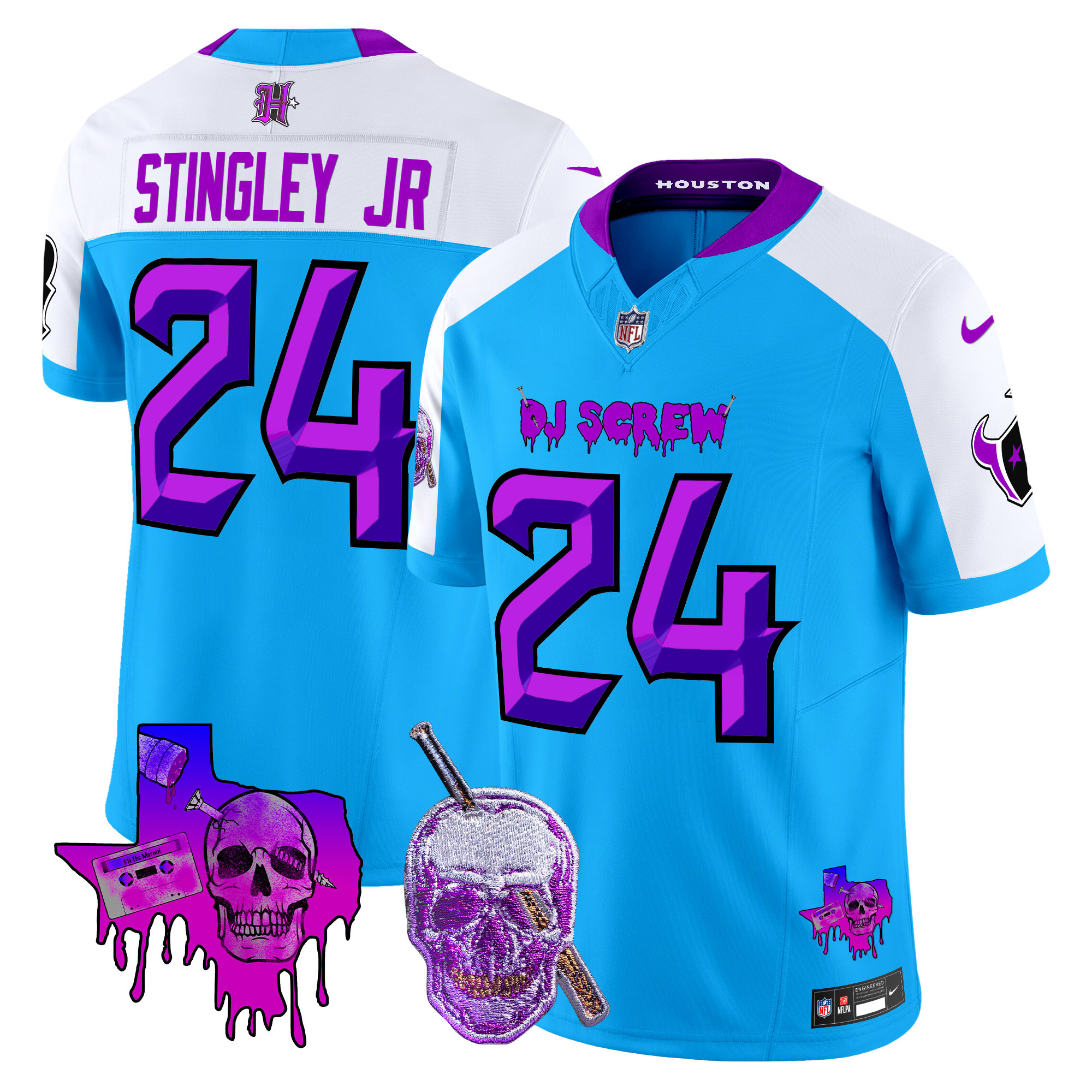Men's Derek Stingley Jr. Houston Texans DJ Screw Vapor Limited Blue Alternate Jersey - All Stitched