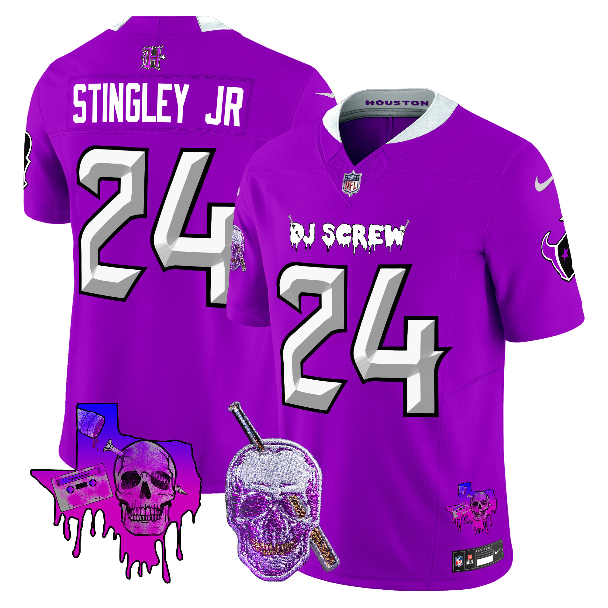 Men's Derek Stingley Jr. Houston Texans DJ Screw Vapor Limited Purple Jersey - All Stitched