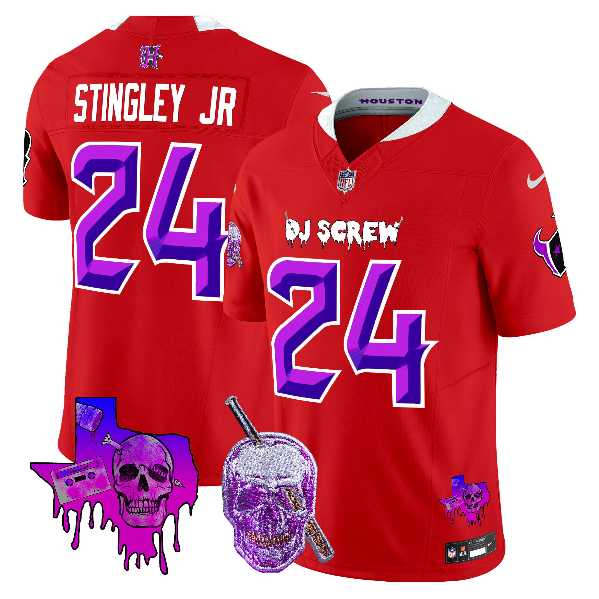 Men's Derek Stingley Jr. Houston Texans DJ Screw Vapor Limited Red Jersey - All Stitched