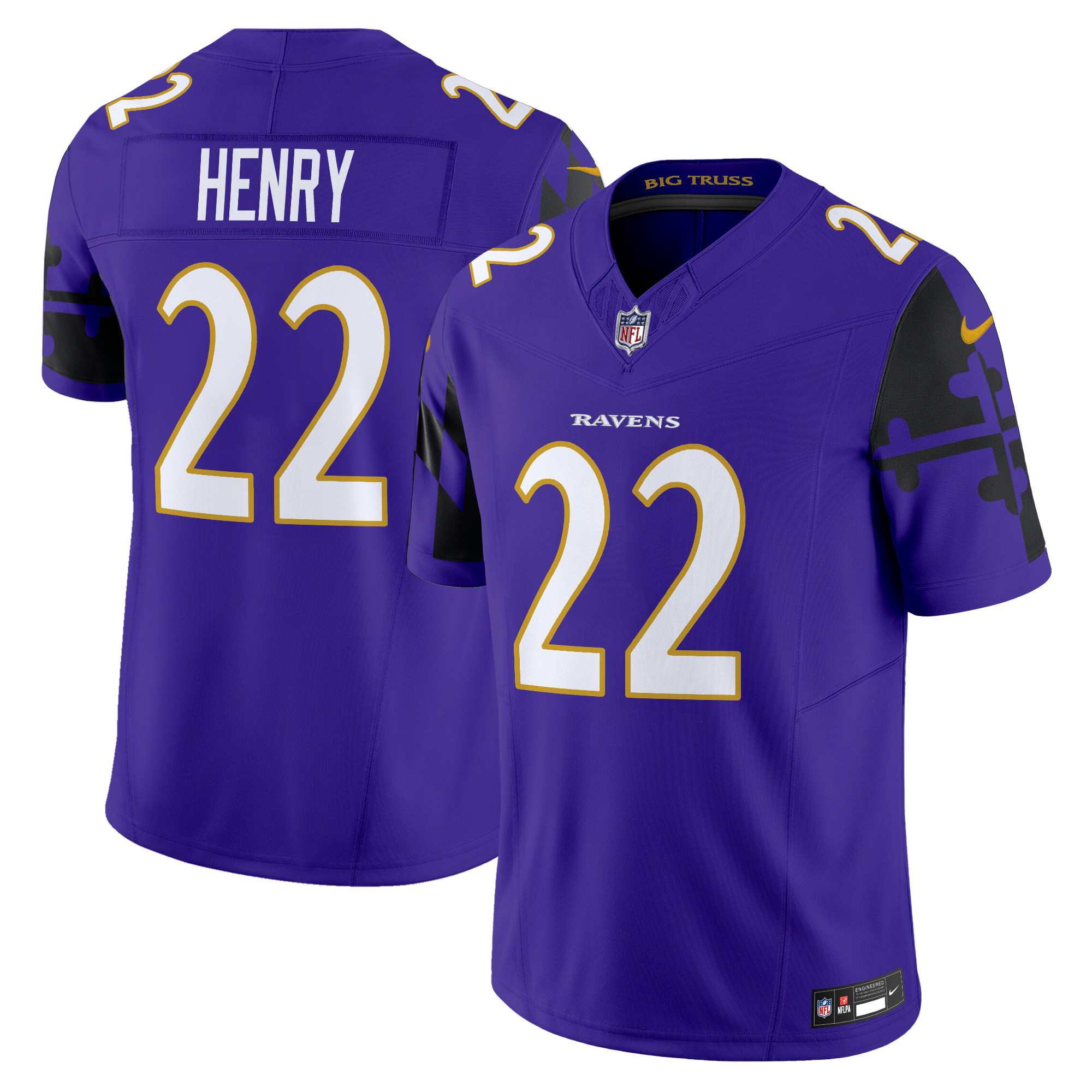 Men's Derrick Henry Baltimore Ravens Maryland Flag Vapor Limited Purple Jersey - All Stitched