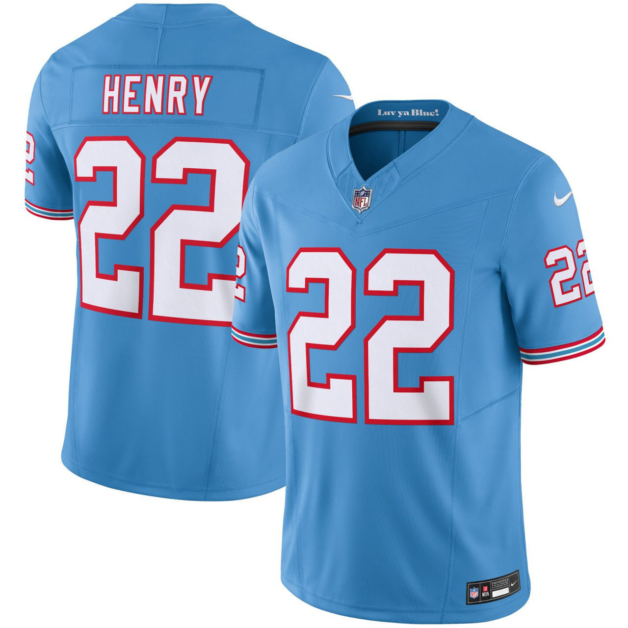 Men's Derrick Henry Tennessee Titans Oilers Throwback Light Blue Vapor F.U.S.E Limited Jersey â€“ All Stitched