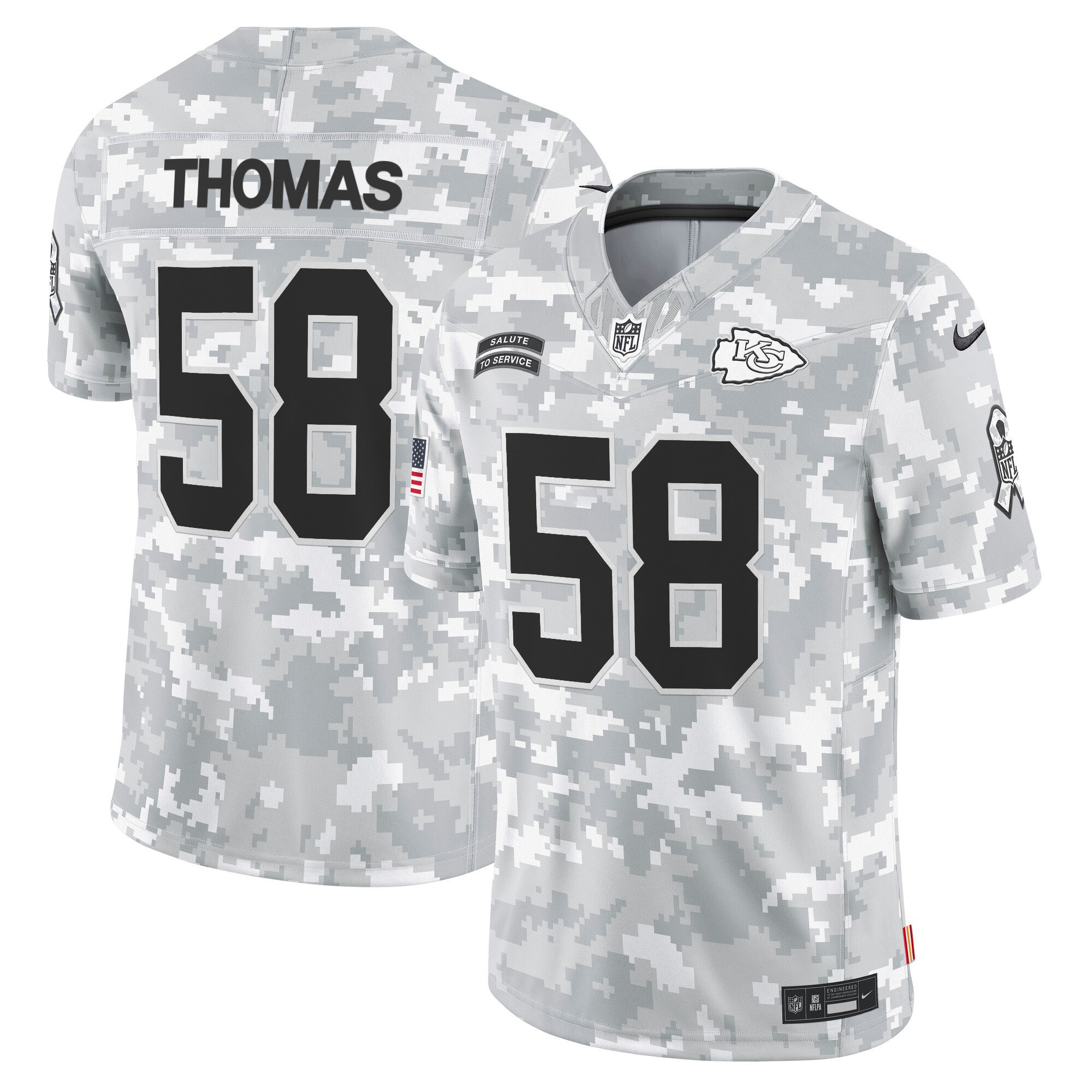 Men's Derrick Thomas Kansas City Chiefs 2024 Salute to Service Vapor Limited Arctic Camo Jersey - All stitched