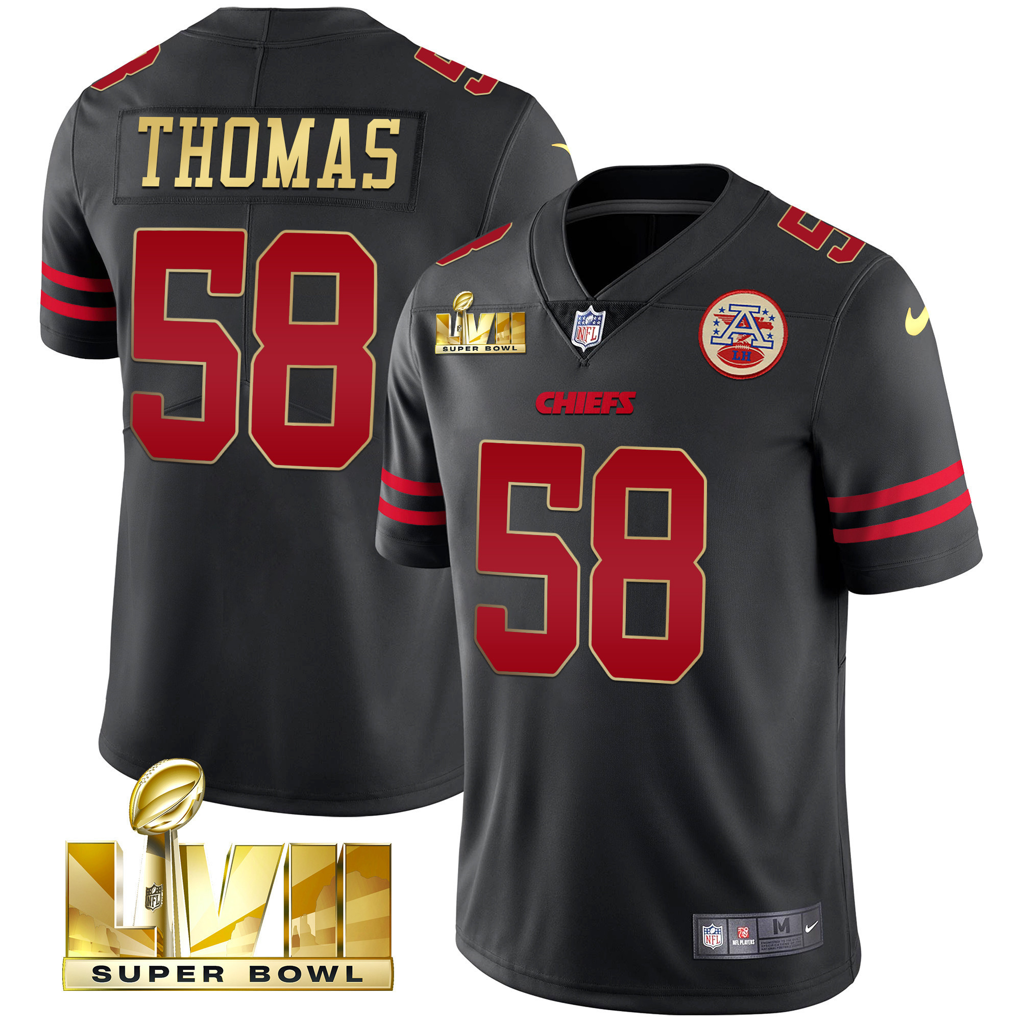 Men's Derrick Thomas Kansas City Chiefs Super Bowl LVII Gold Trim Vapor Gold Trim Jersey - All Stitched
